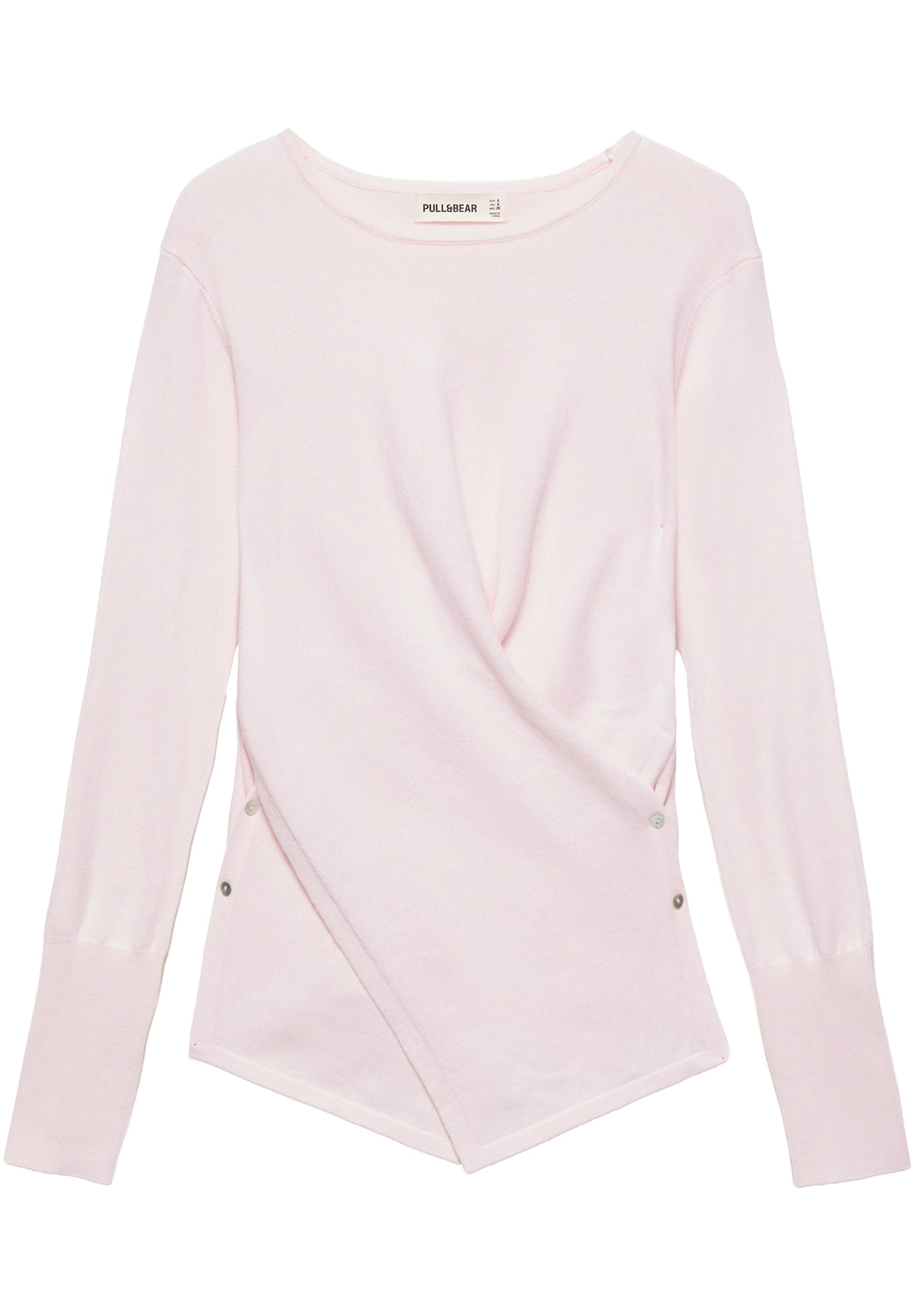 Buttoned crossover jumper — Pink