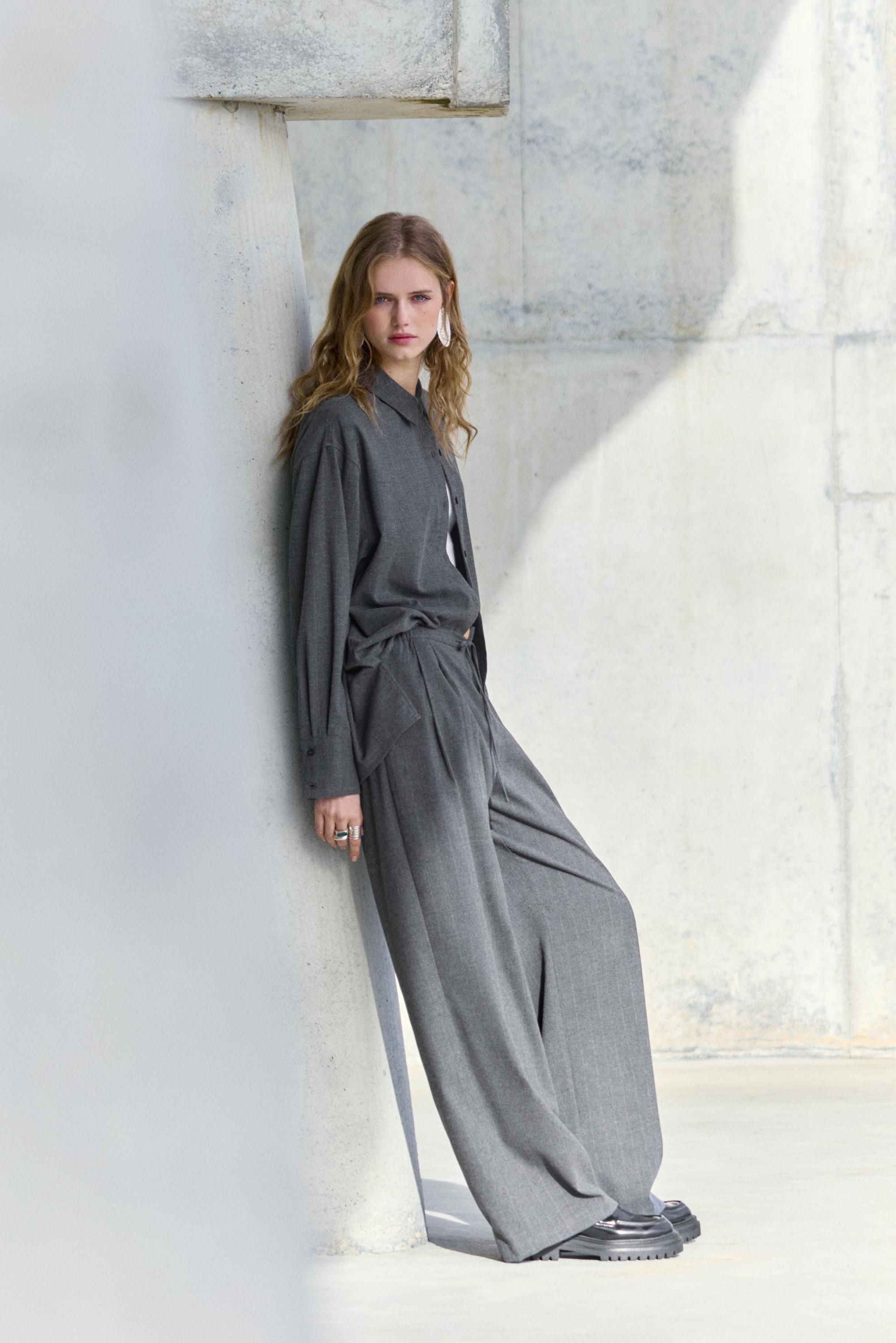 Pinstripe jogger trousers — Grey