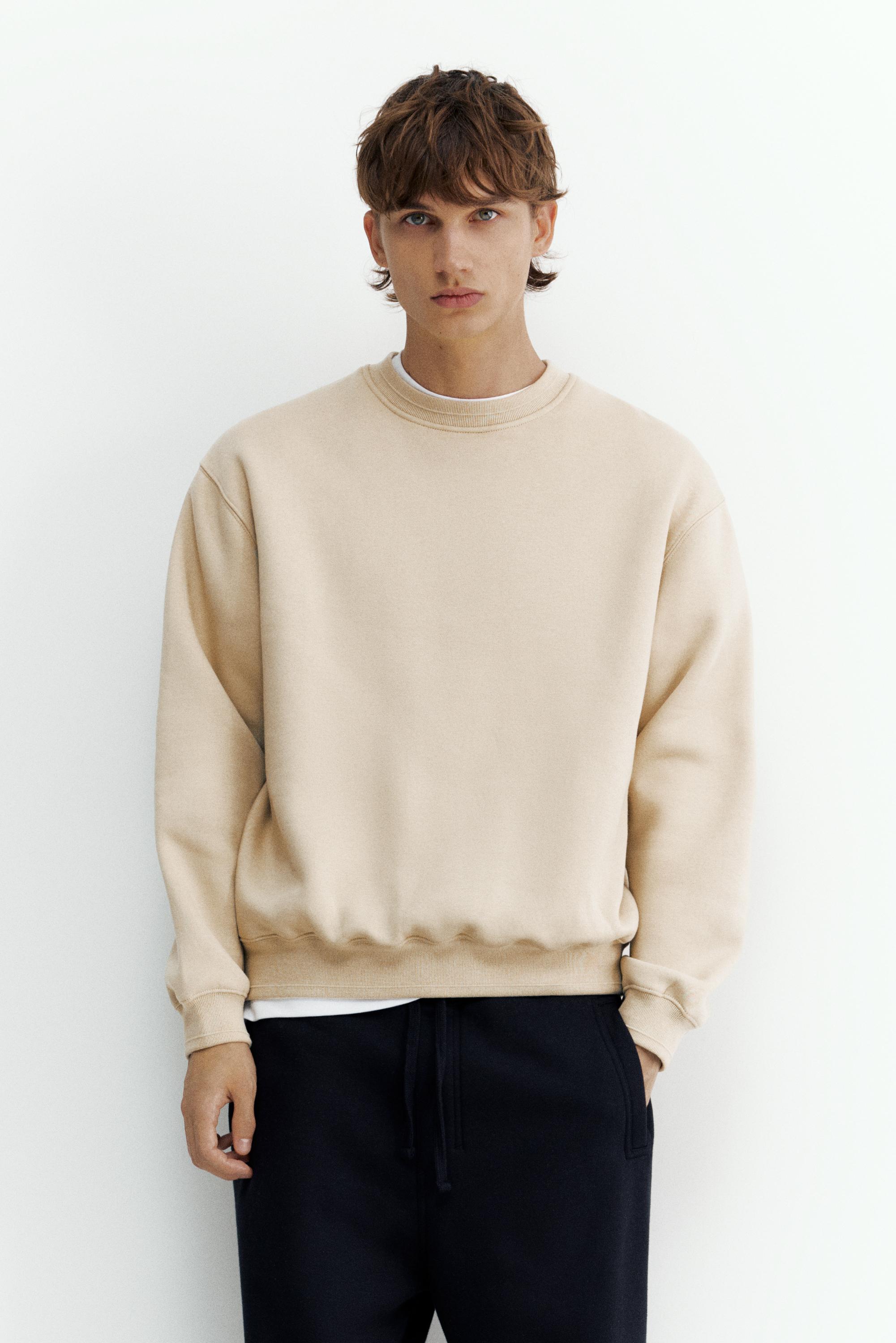 Relaxed fit round neck sweatshirt — Sand
