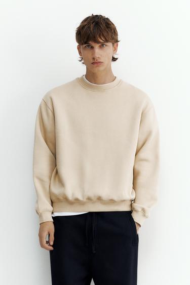Relaxed fit round neck sweatshirt — Sand 1