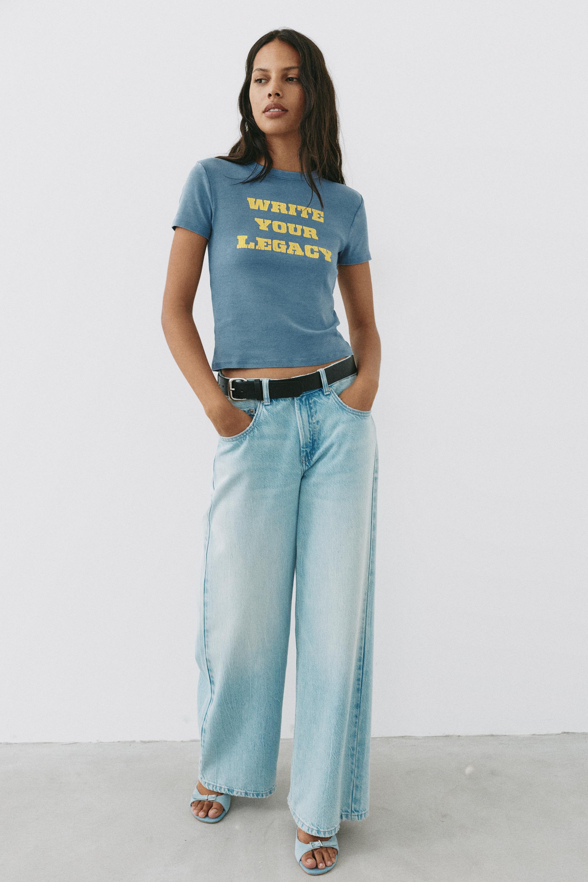 Regular fit crackled graphic T-shirt — Grey/Blue
