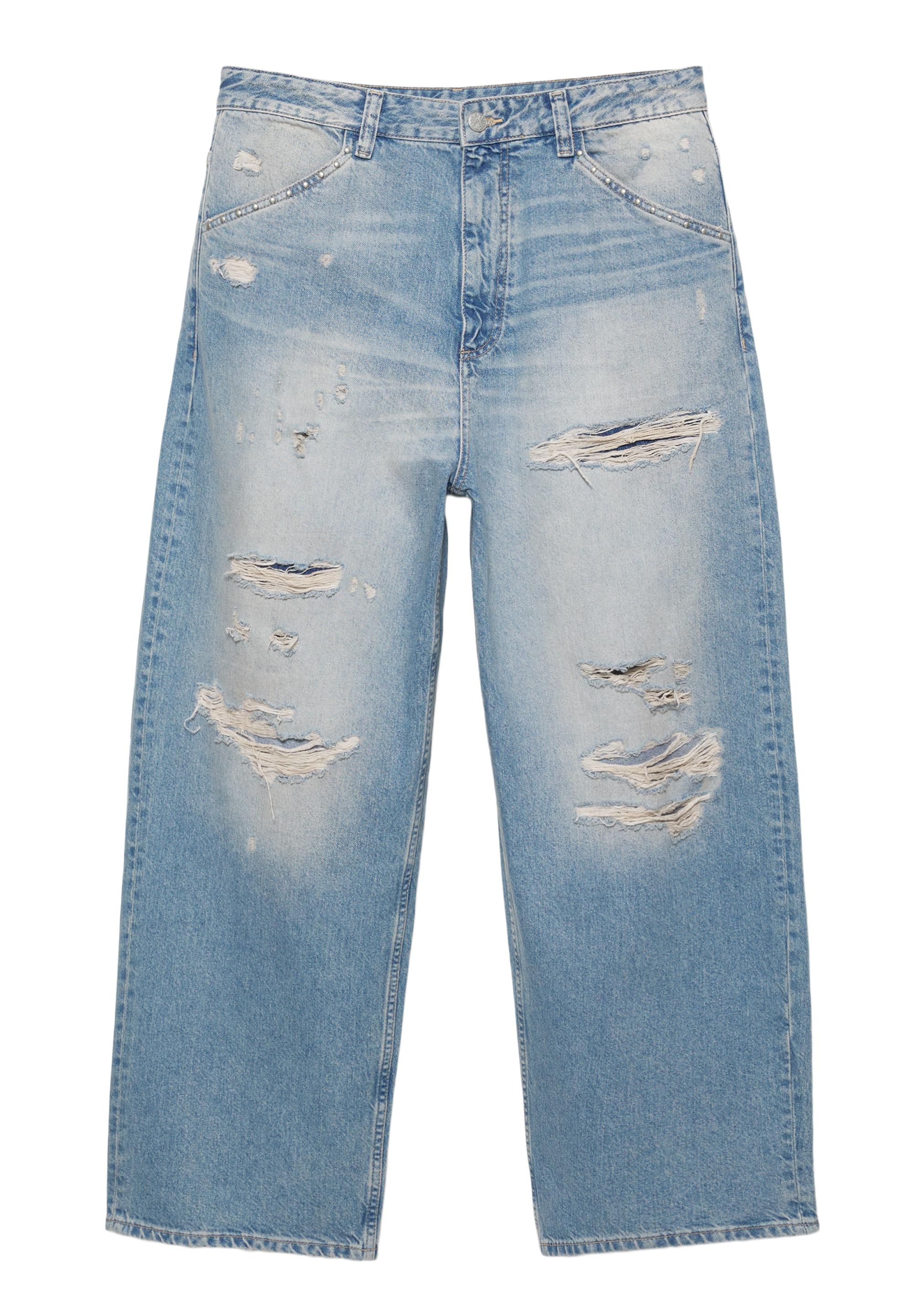 Distressed süper bol paça jean - Görsel 4