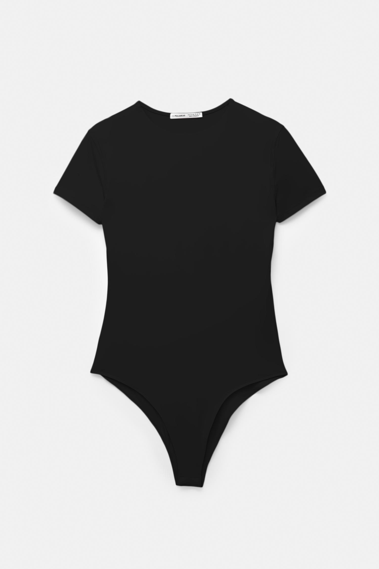 Short sleeve polyamide bodysuit — Black