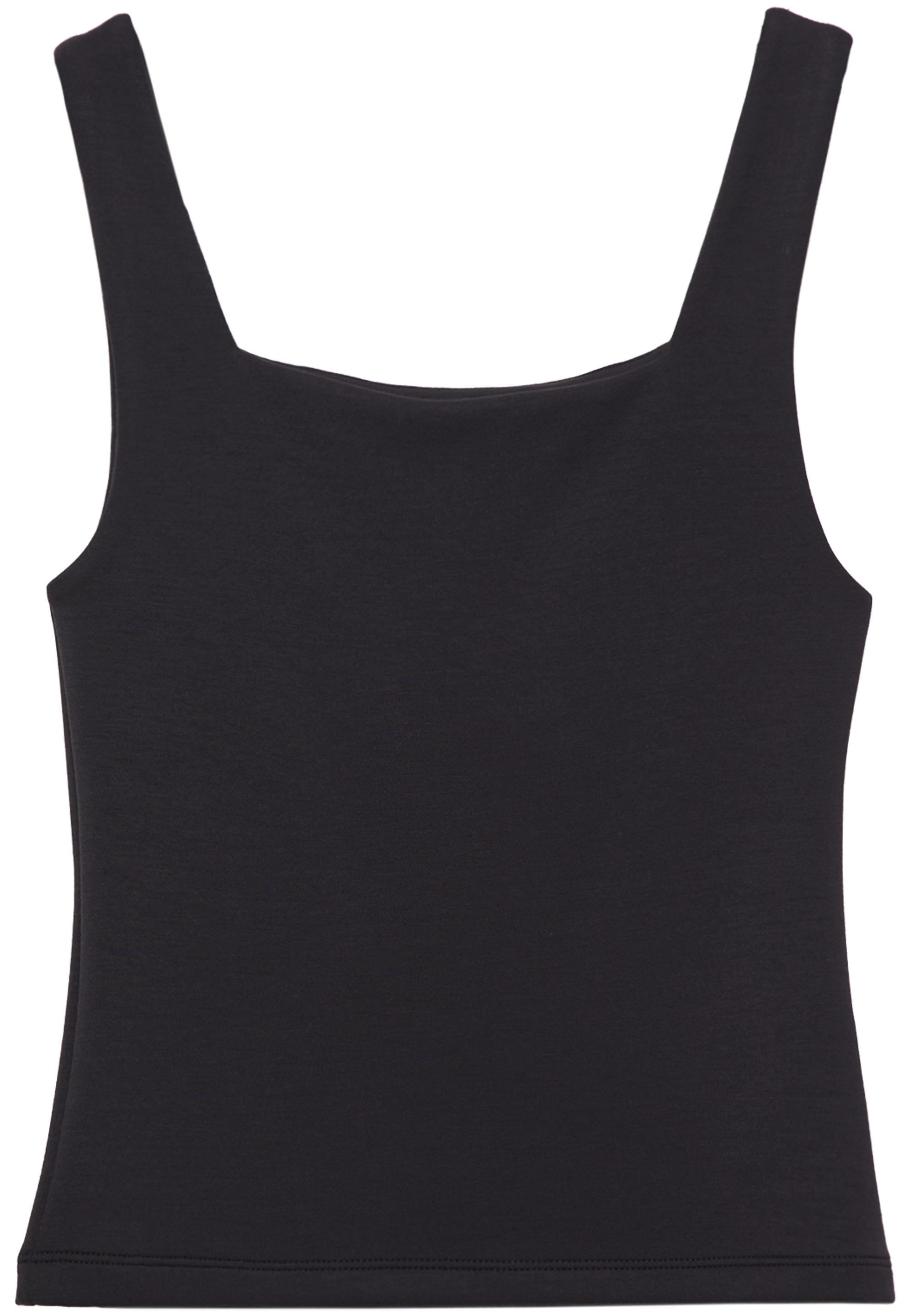 Square neck strappy top — Black