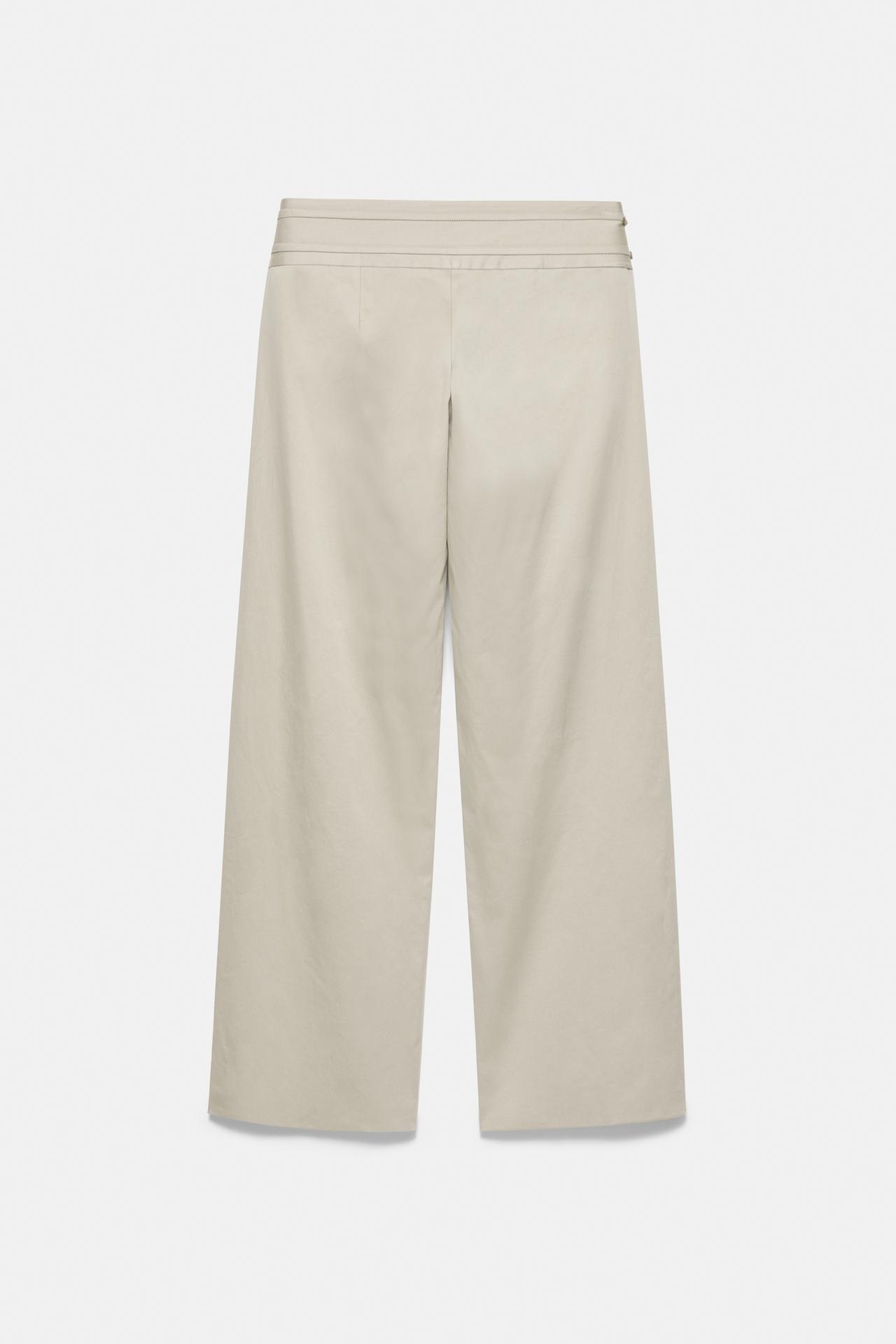 Straight-leg buckle trousers — Light camel