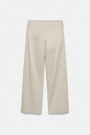 Straight-leg buckle trousers — Light camel 6