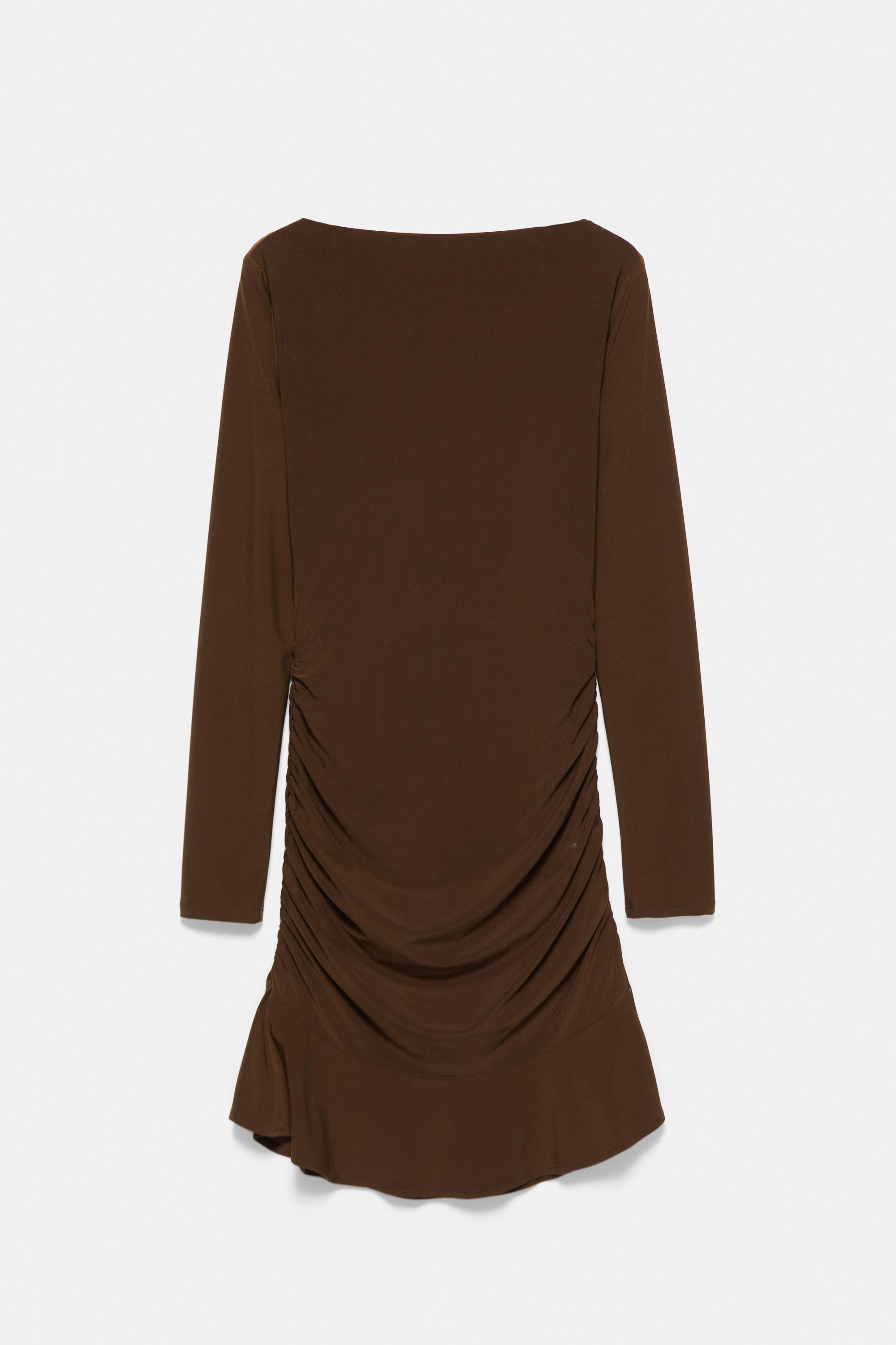 Gathered short dress — Brown