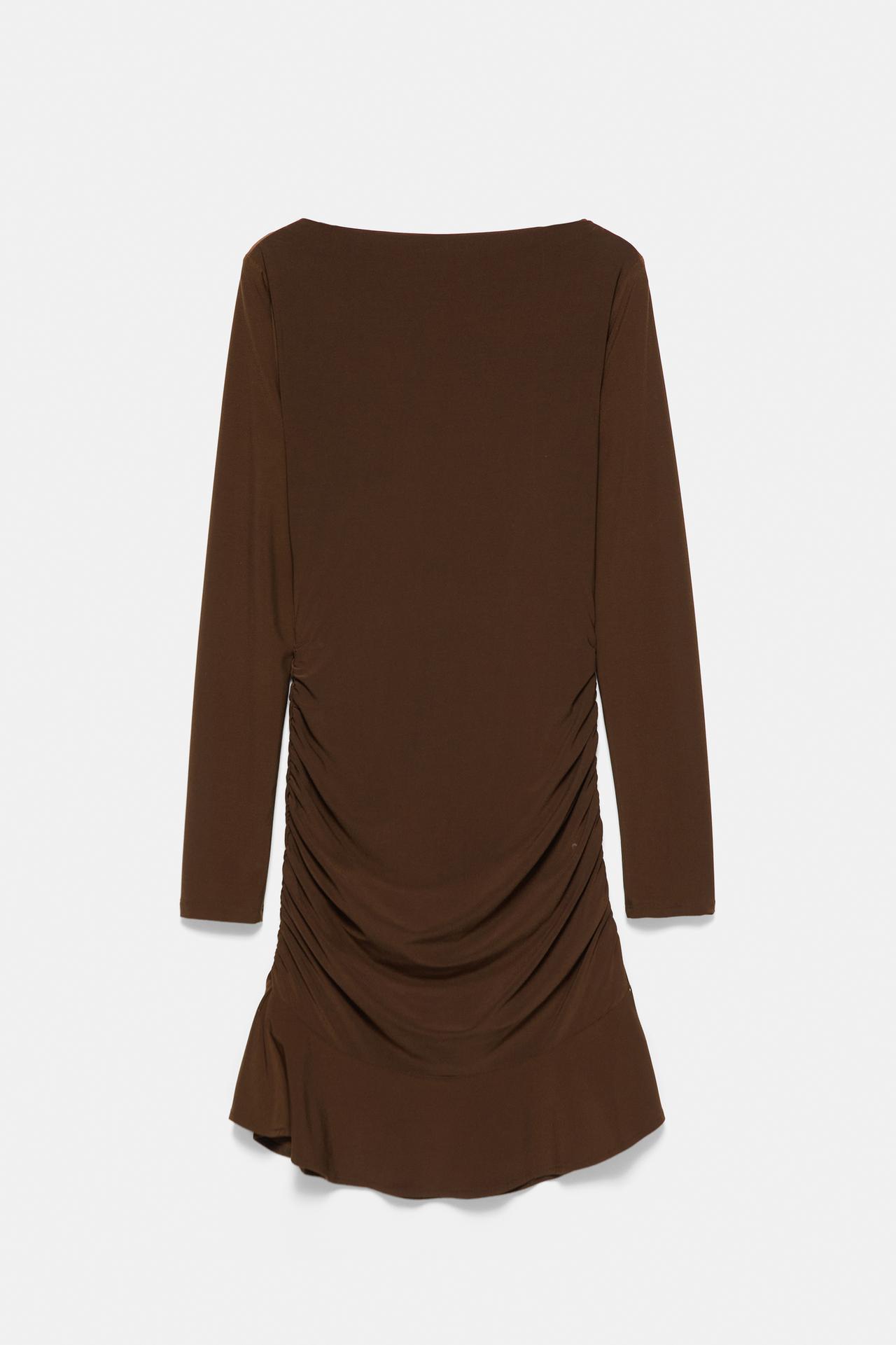 Gathered short dress — Brown