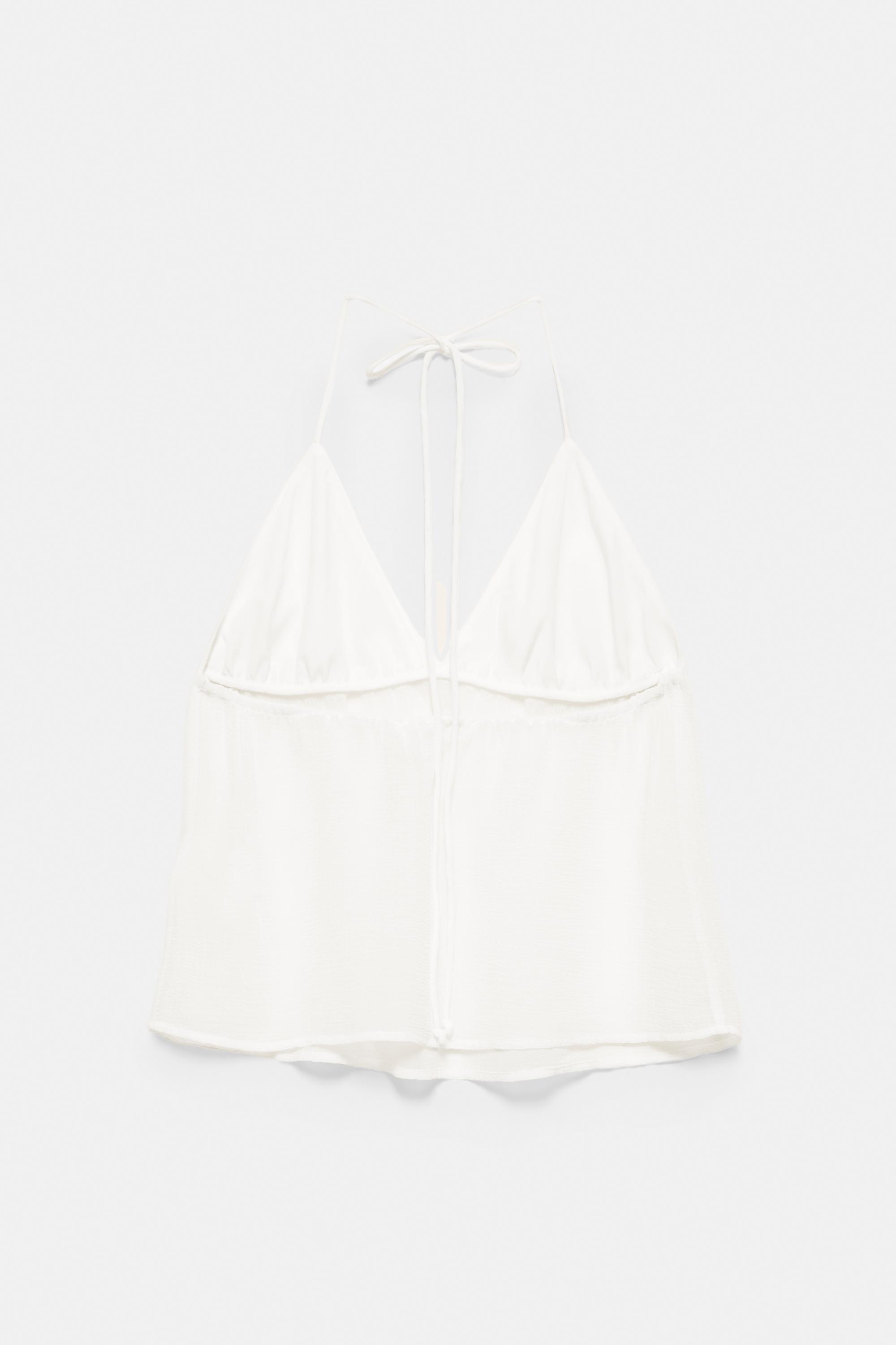 Mirror halter top — White