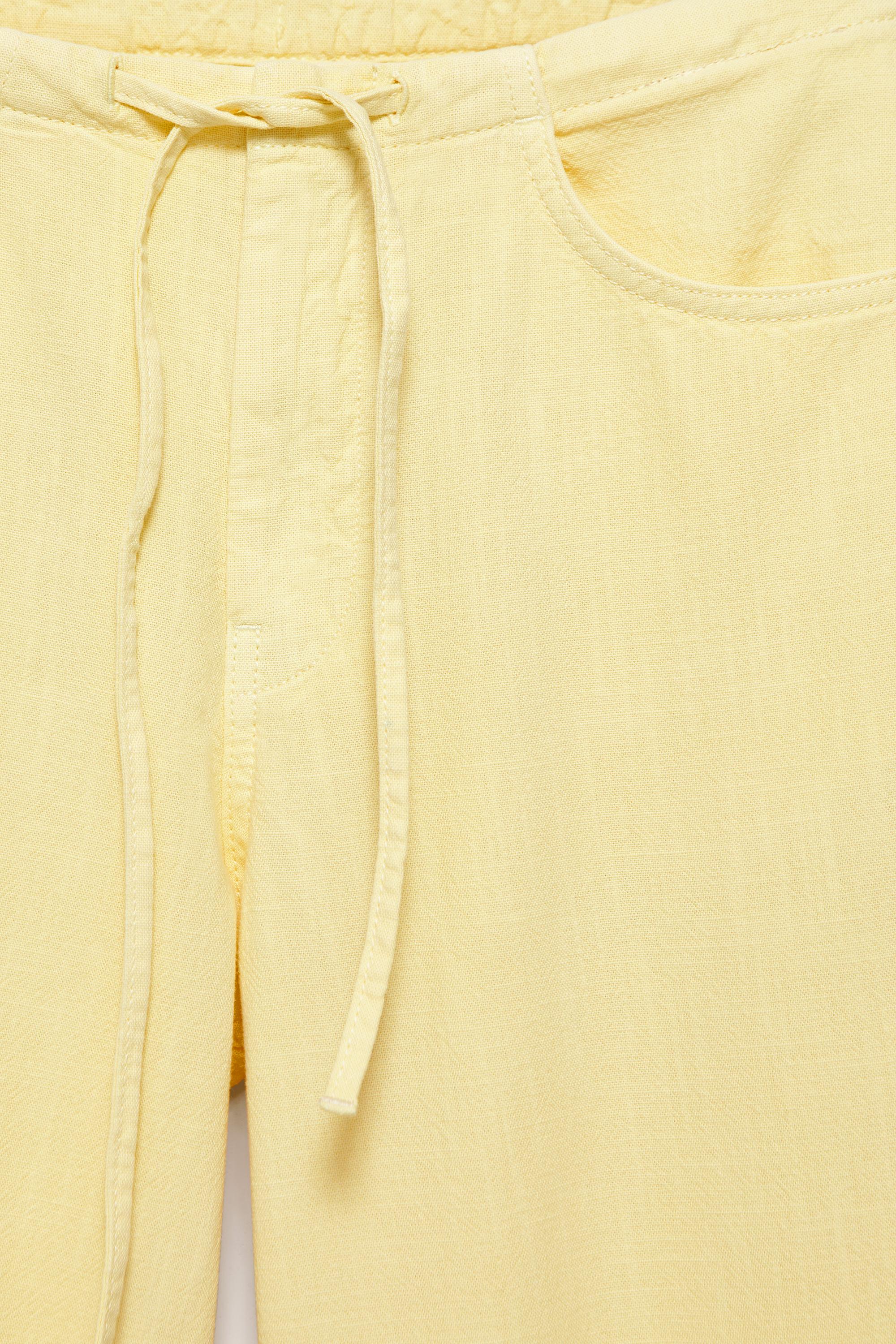 Yellow straight jeans with drawstring — Yellow