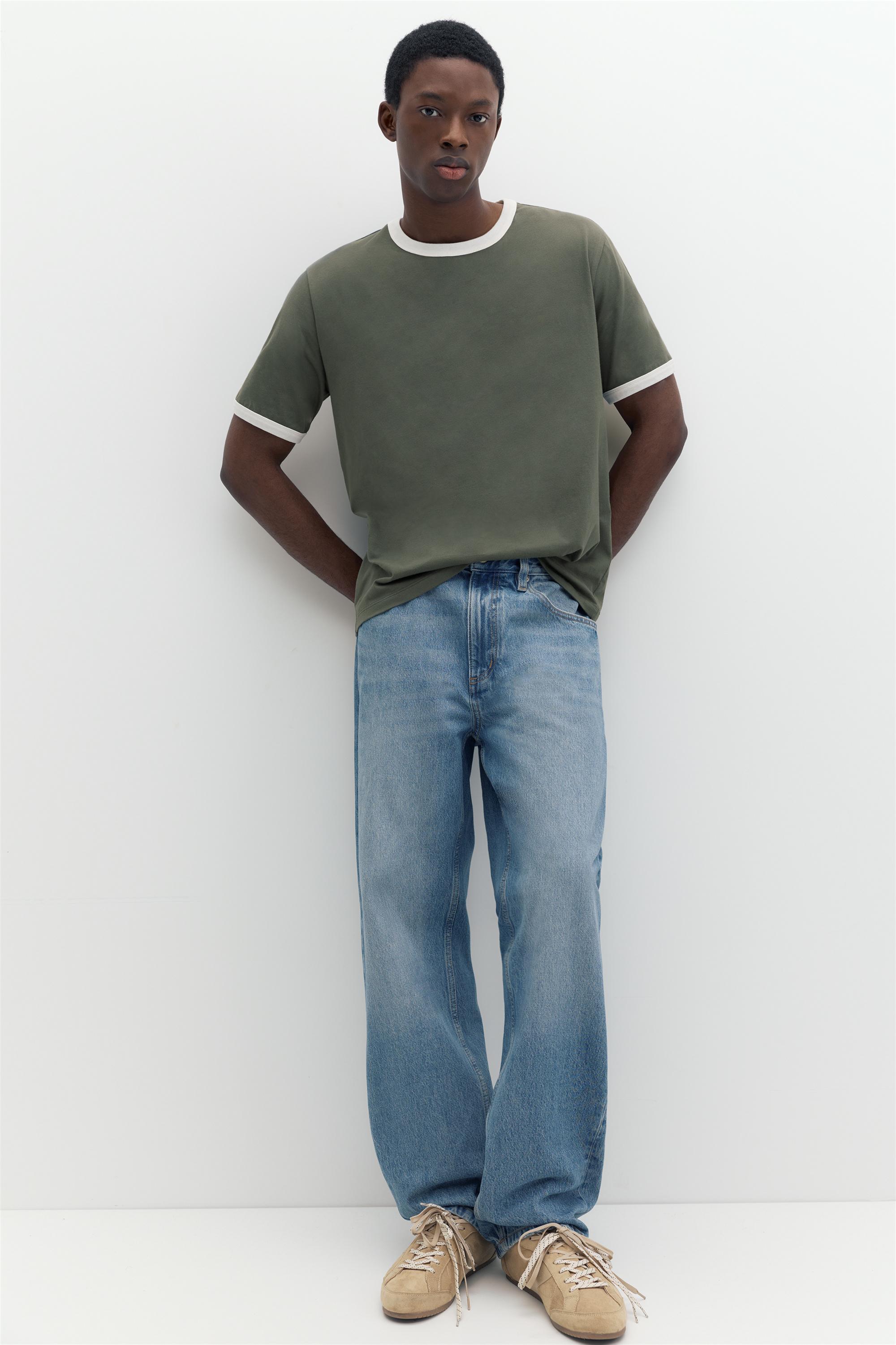 Contrast trim T-shirt — Khaki
