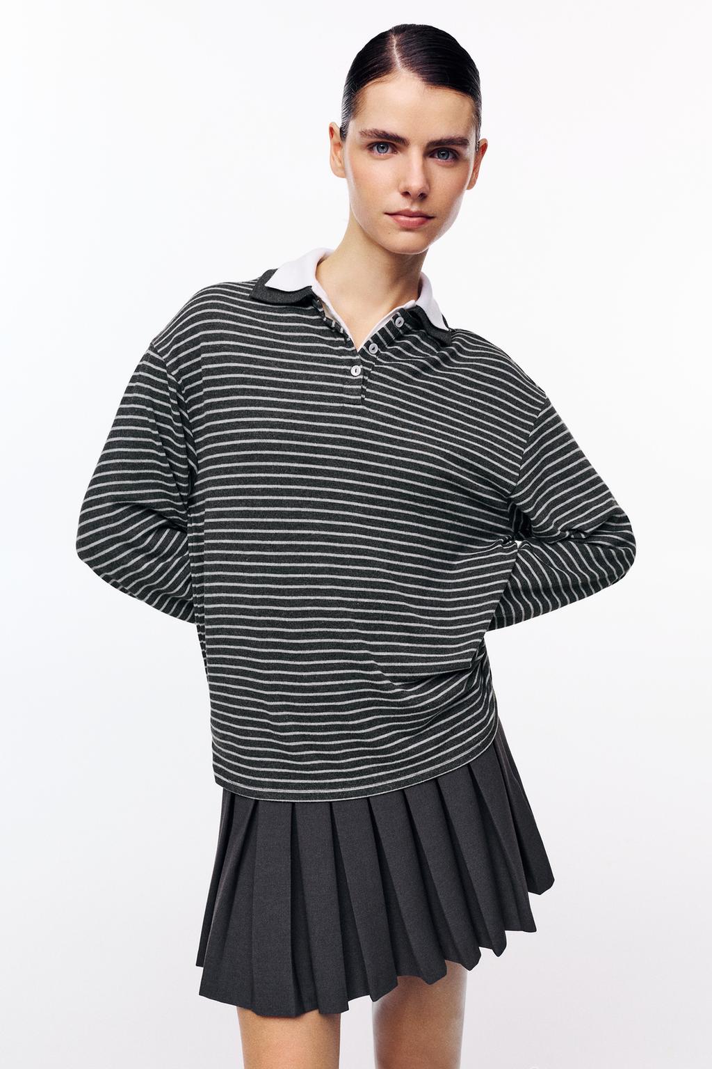 Robe 2-en-1 Pull & Bear Taille S - Noir Rayé Blanc - Occasion Très Bon état - Coton