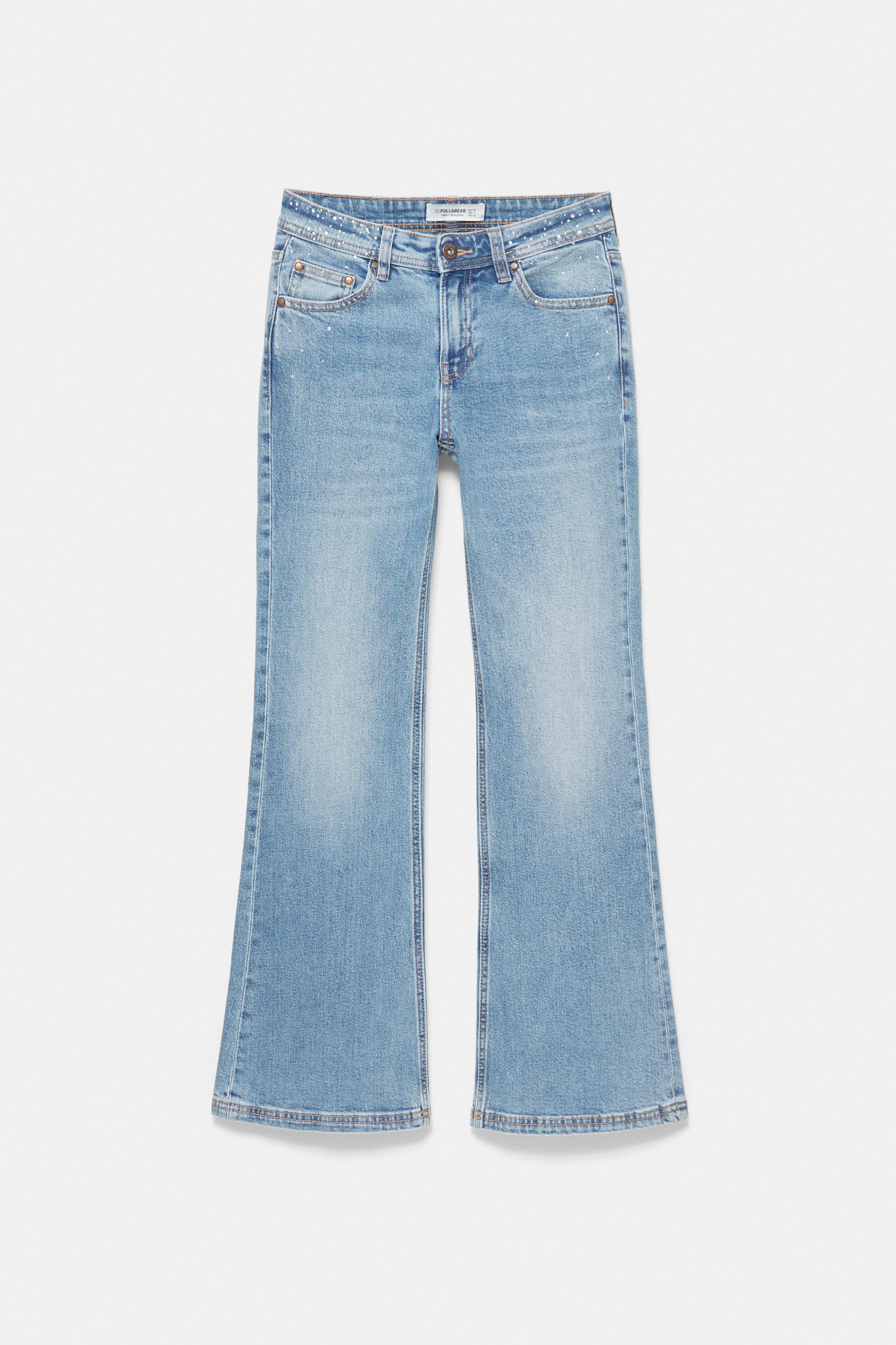 Rhinestone boot-cut jeans — Medium blue