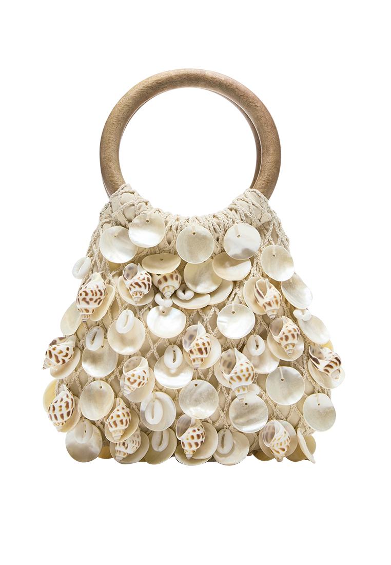 Beaded handbag — Ecru