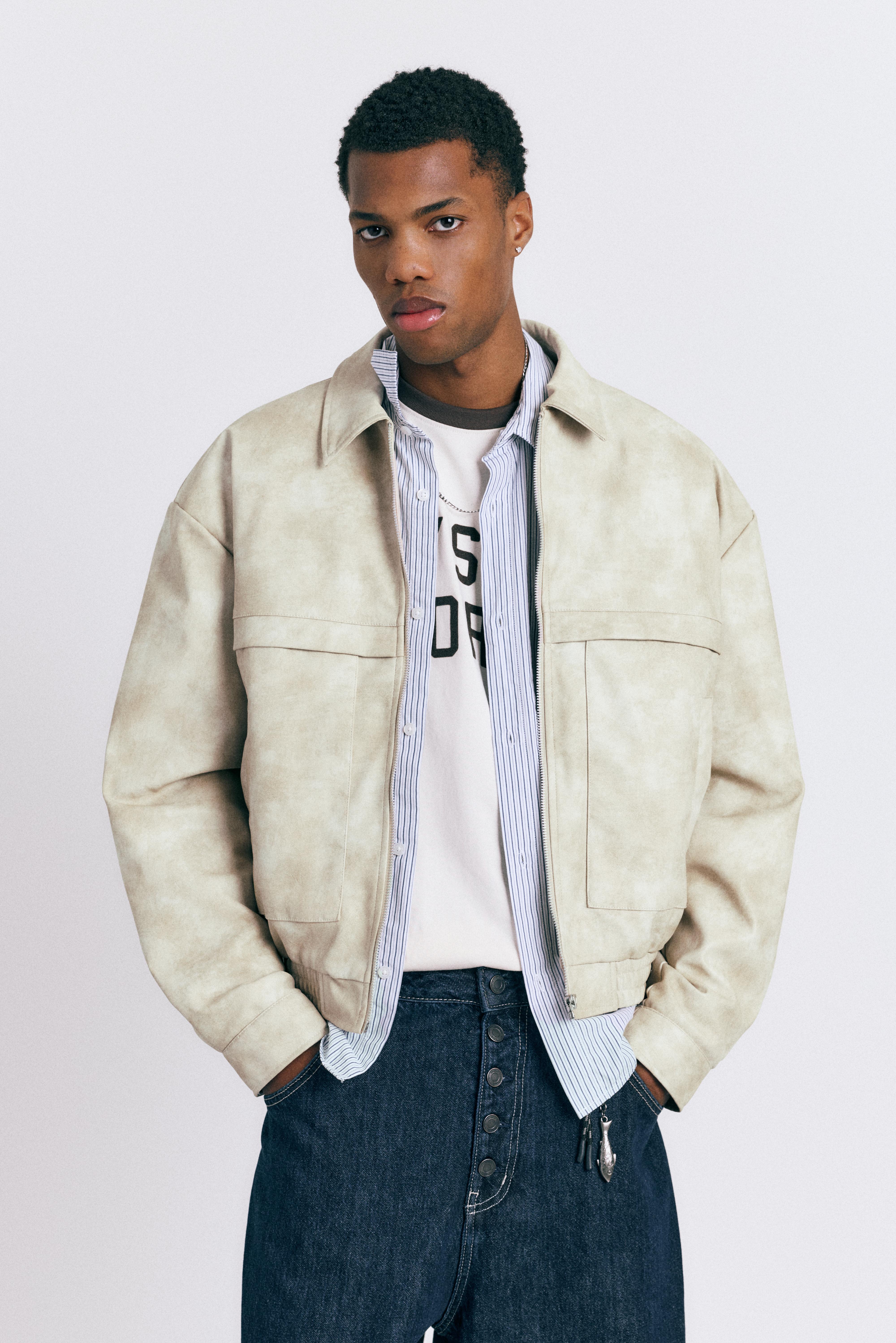 Faux leather jacket — Ecru