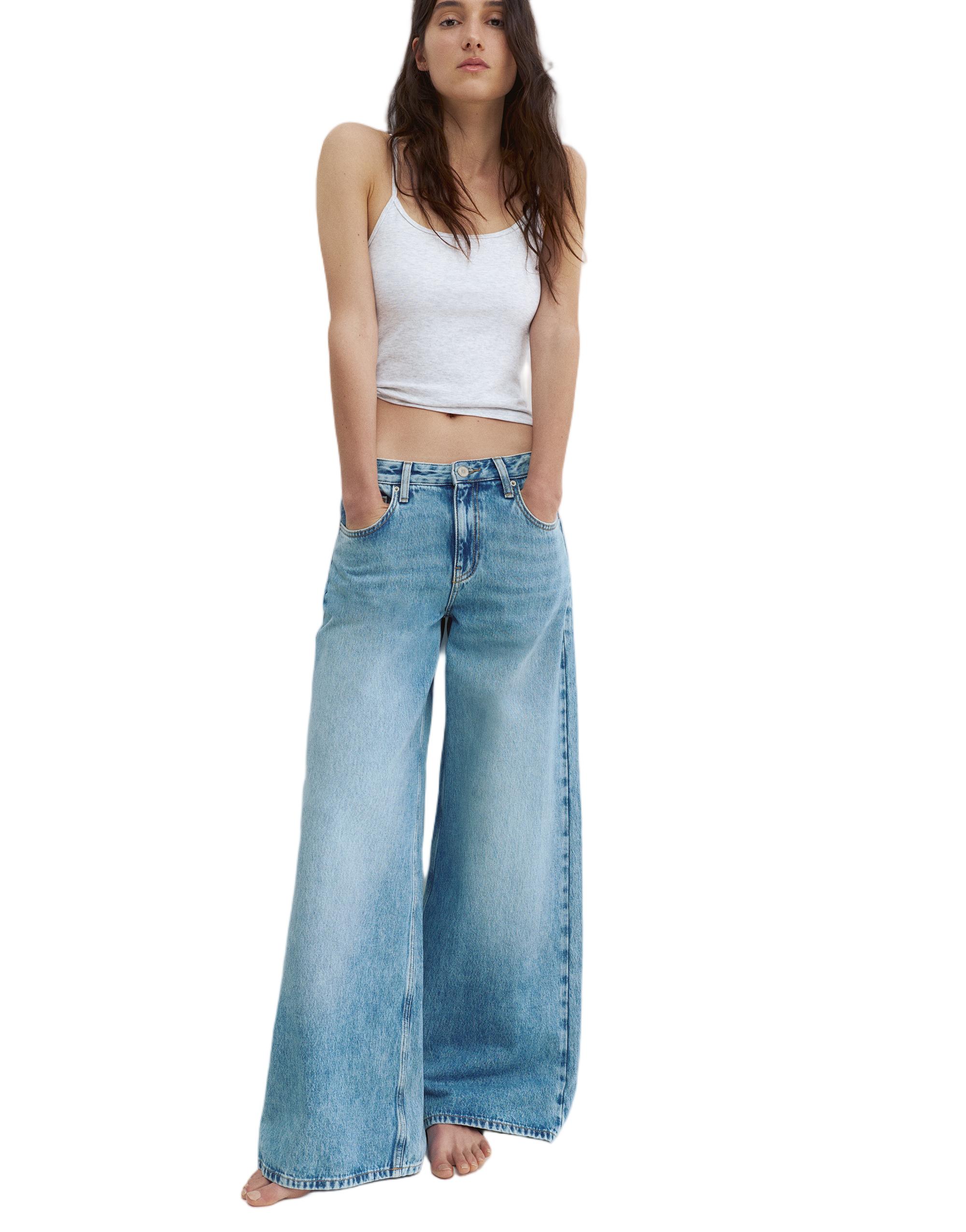 Düşük bel geniş paça jean - Görsel 13