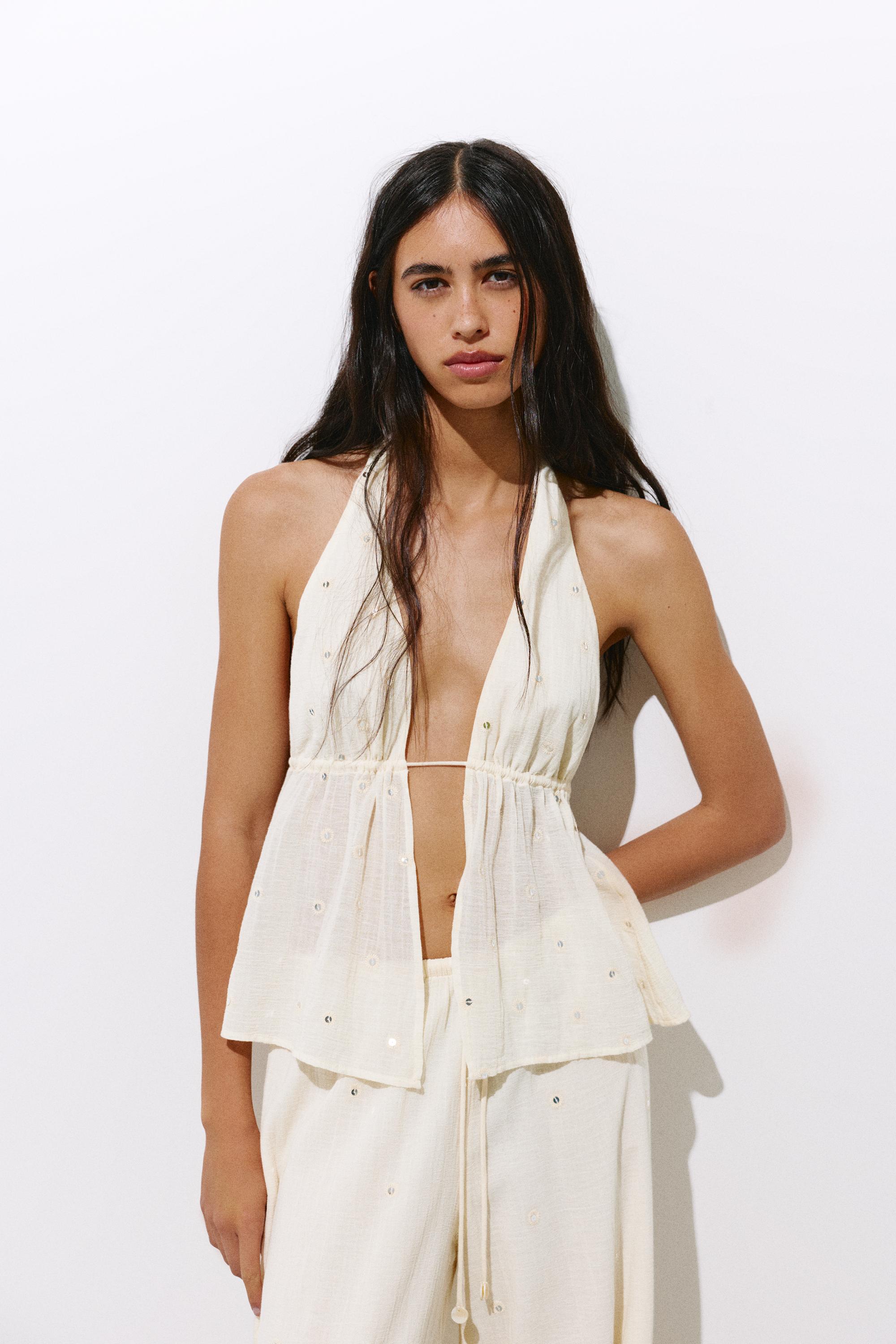 Halter top with mirror details — Vanilla