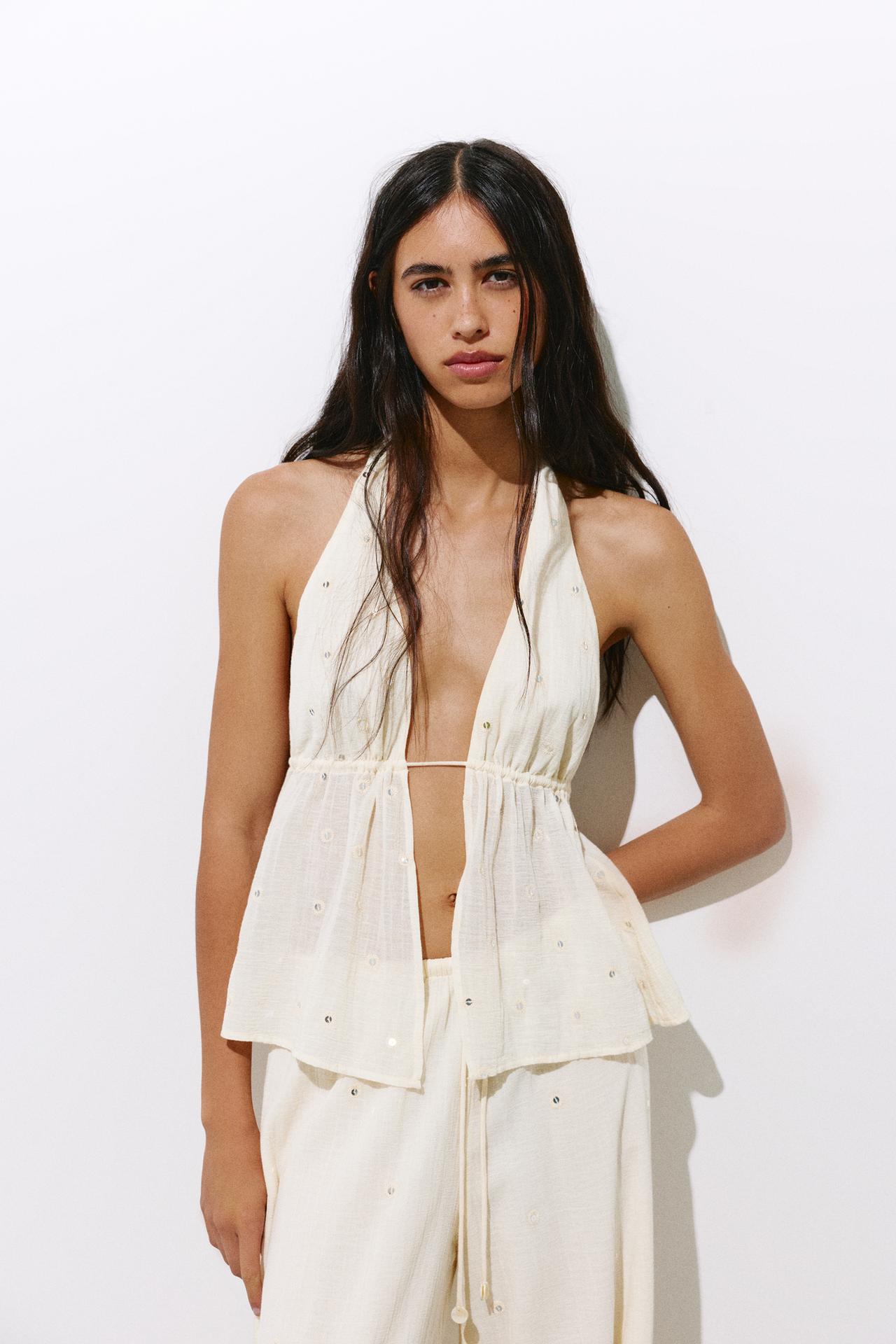 Halter top with mirror details — Vanilla