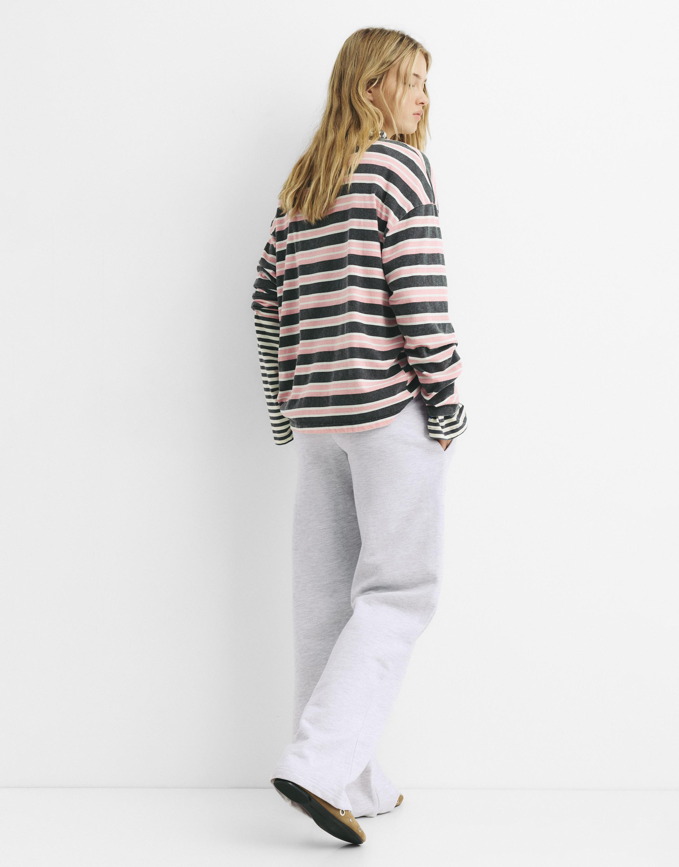 Wide-leg tracksuit bottoms — Grey marl