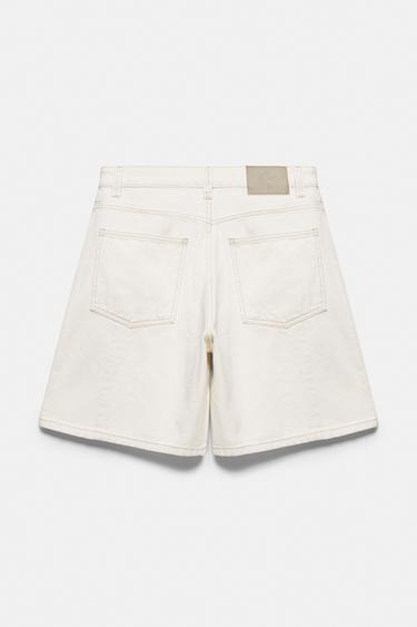 Baggy relaxed denim Bermuda shorts — White 9
