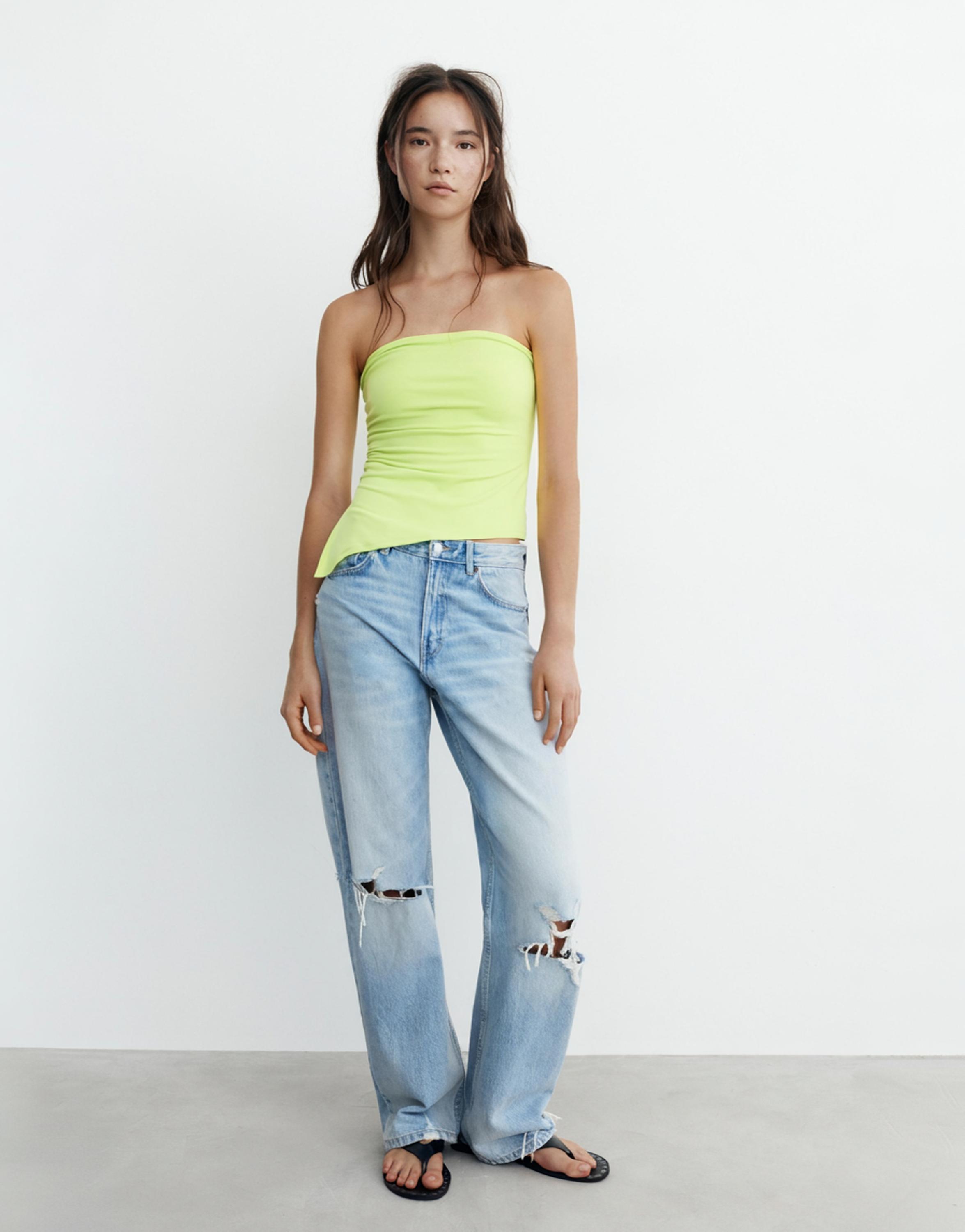 Asymmetric bandeau top — Lime