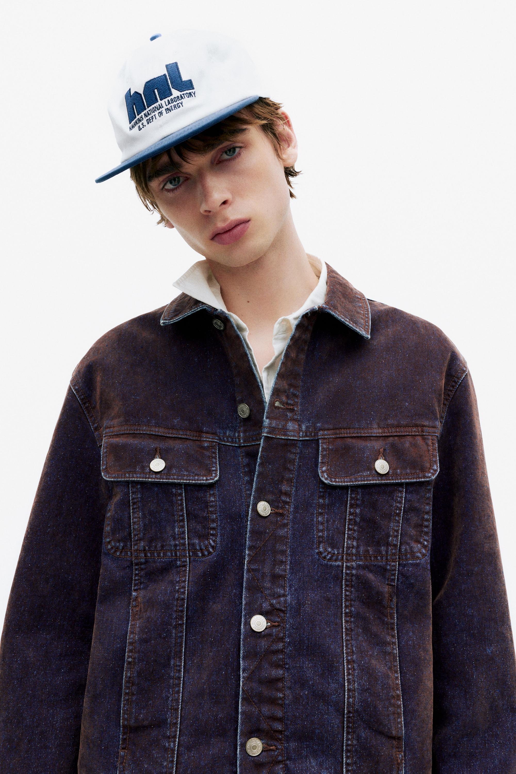 Geflockte Trucker-Jeansjacke