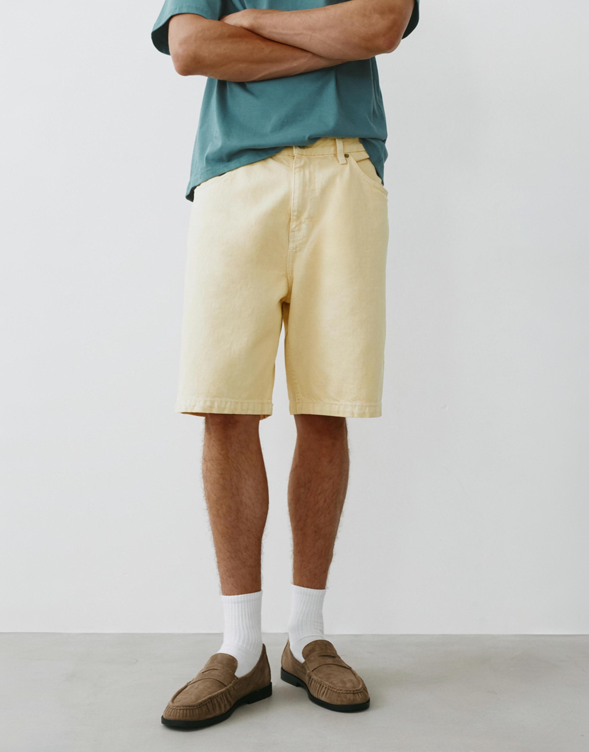Baggy denim Bermuda shorts — Yellow