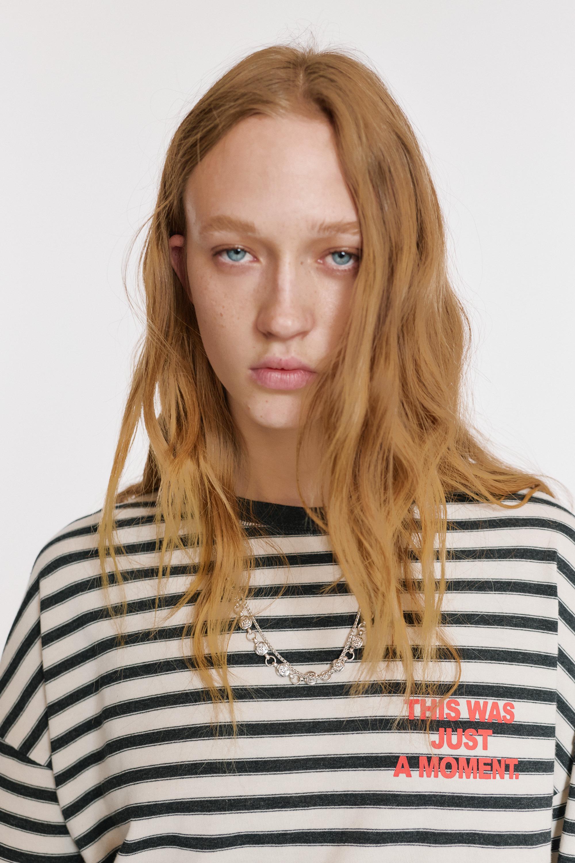 Striped T-shirt with text — Ice