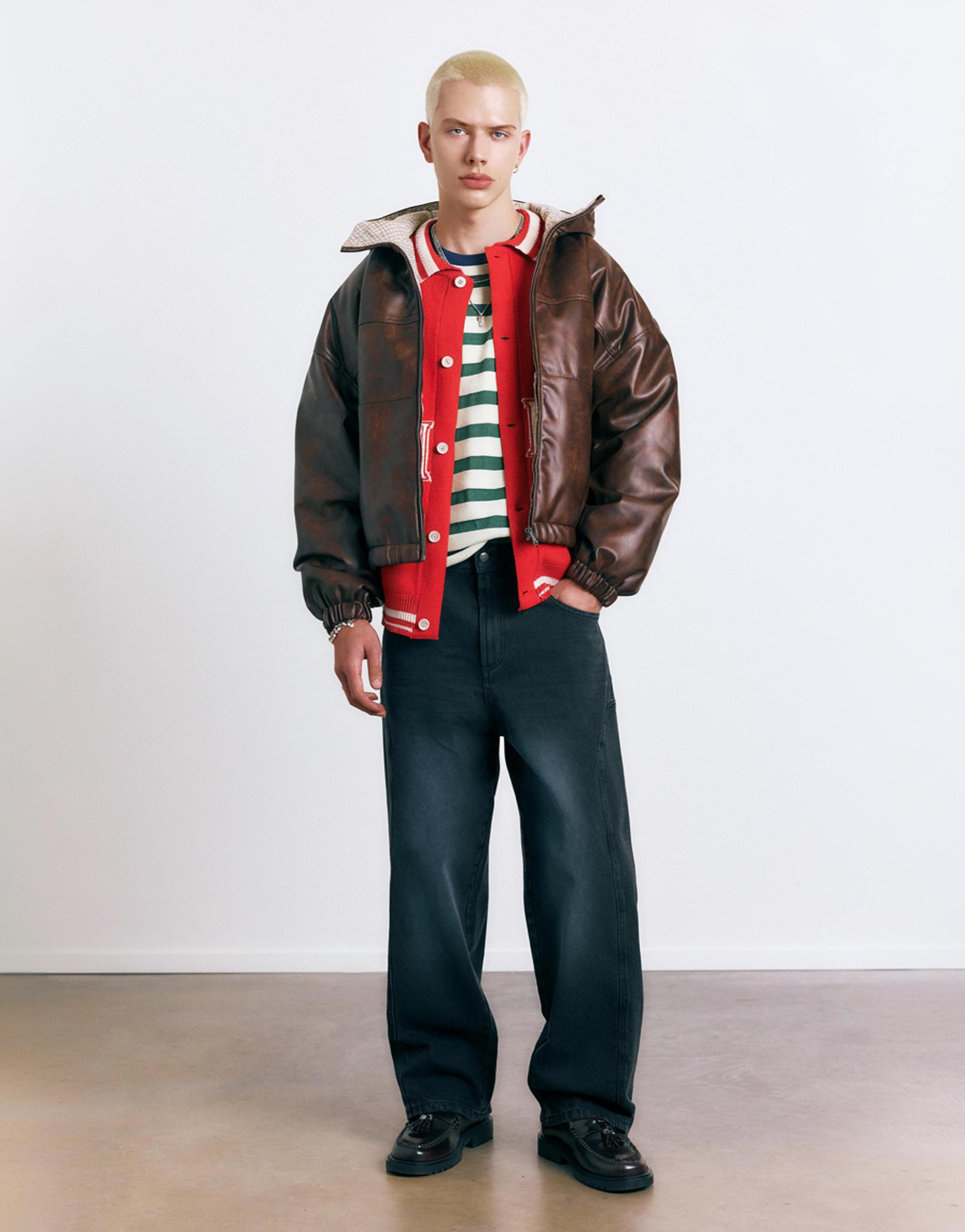 Eskitme suni deri ceket - Görsel 35