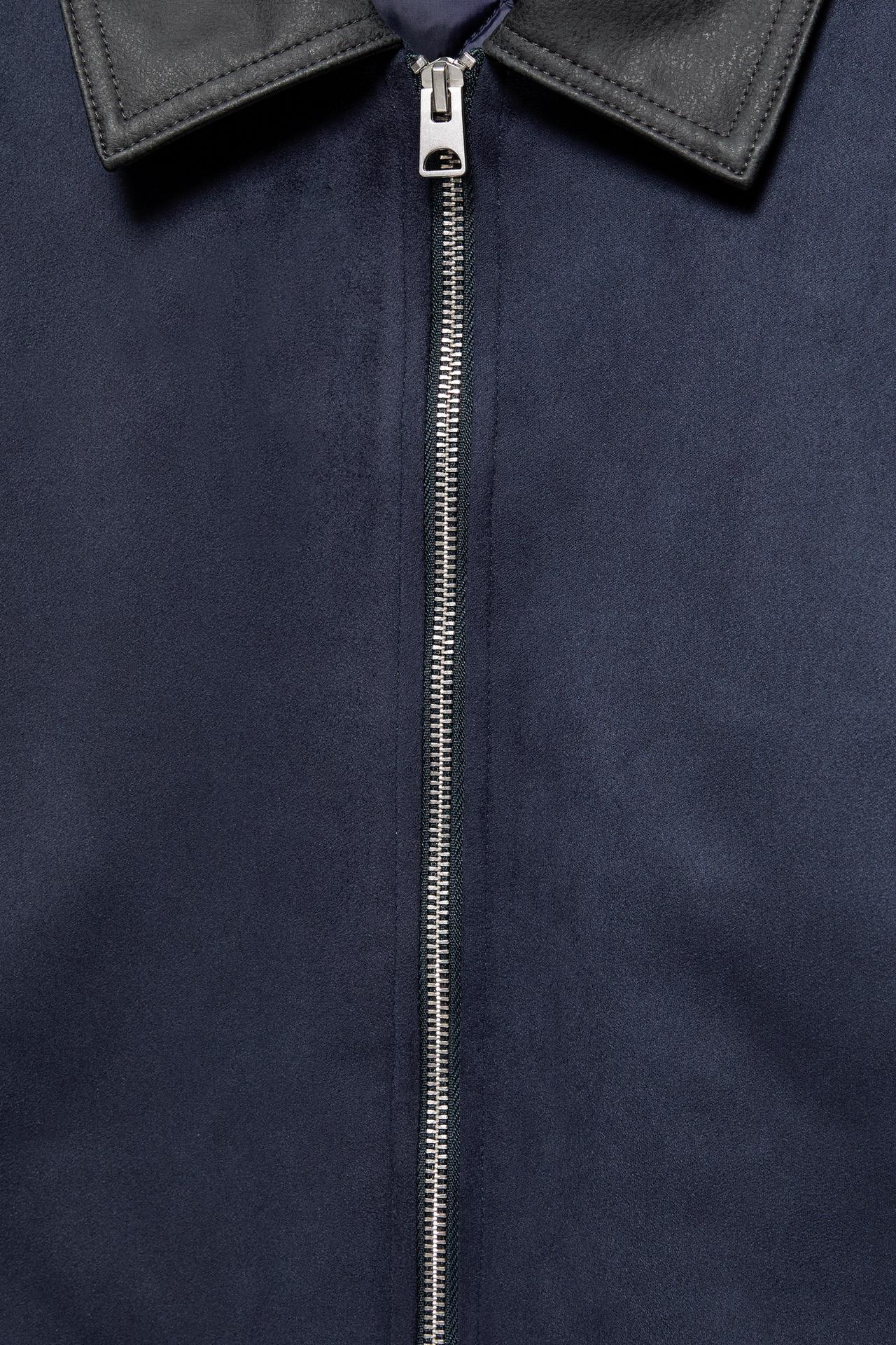 Faux suede mix jacket — Navy
