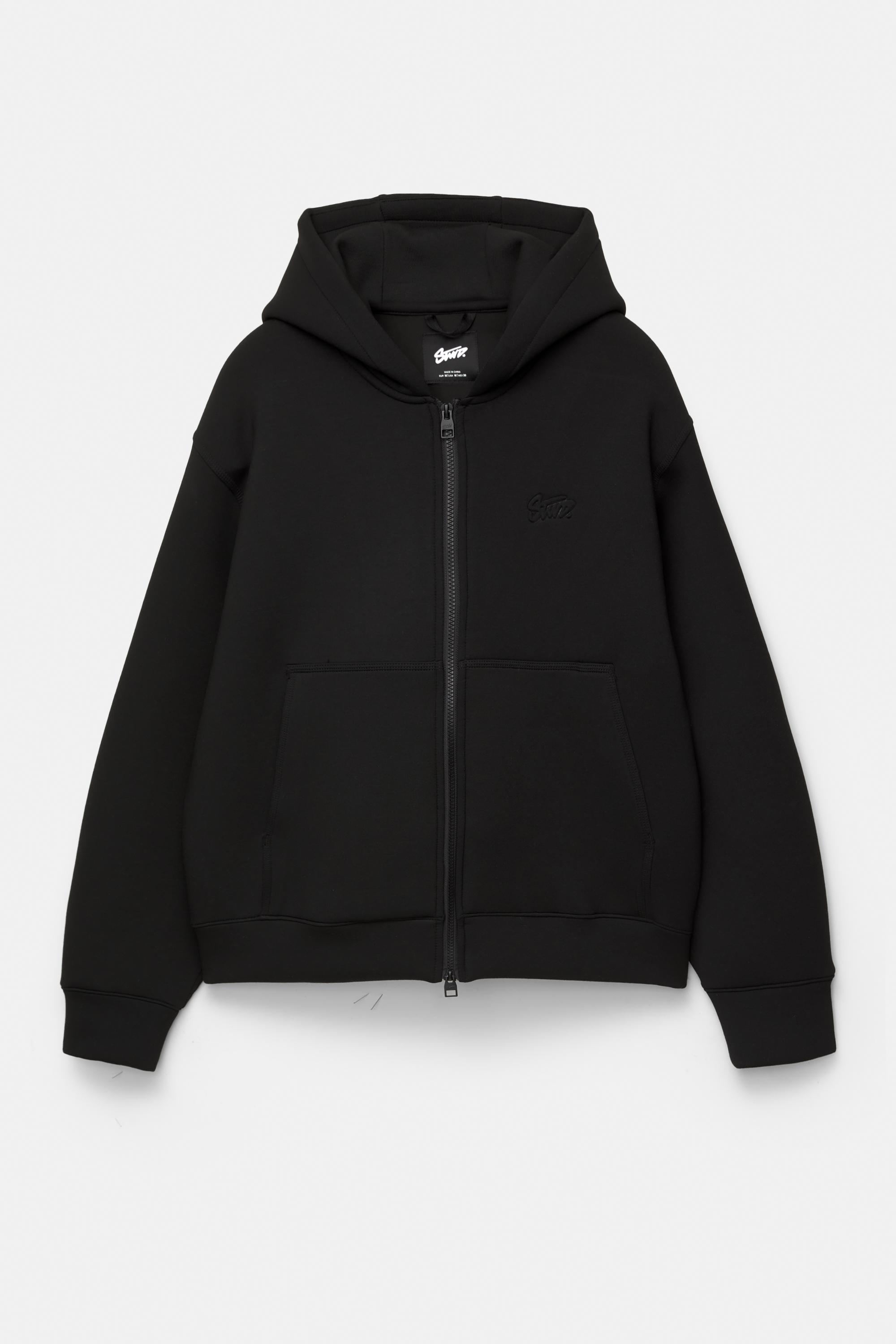 Neoprene-effect hoodie — Black