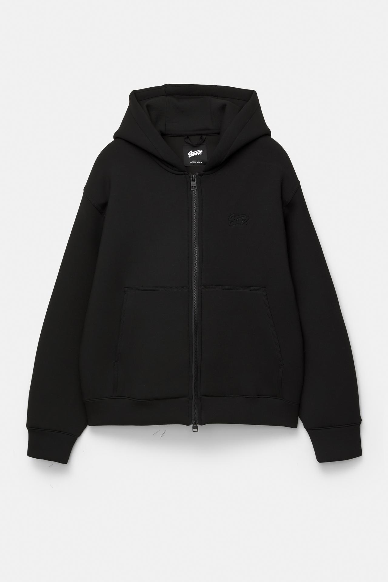 Neoprene-effect hoodie — Black