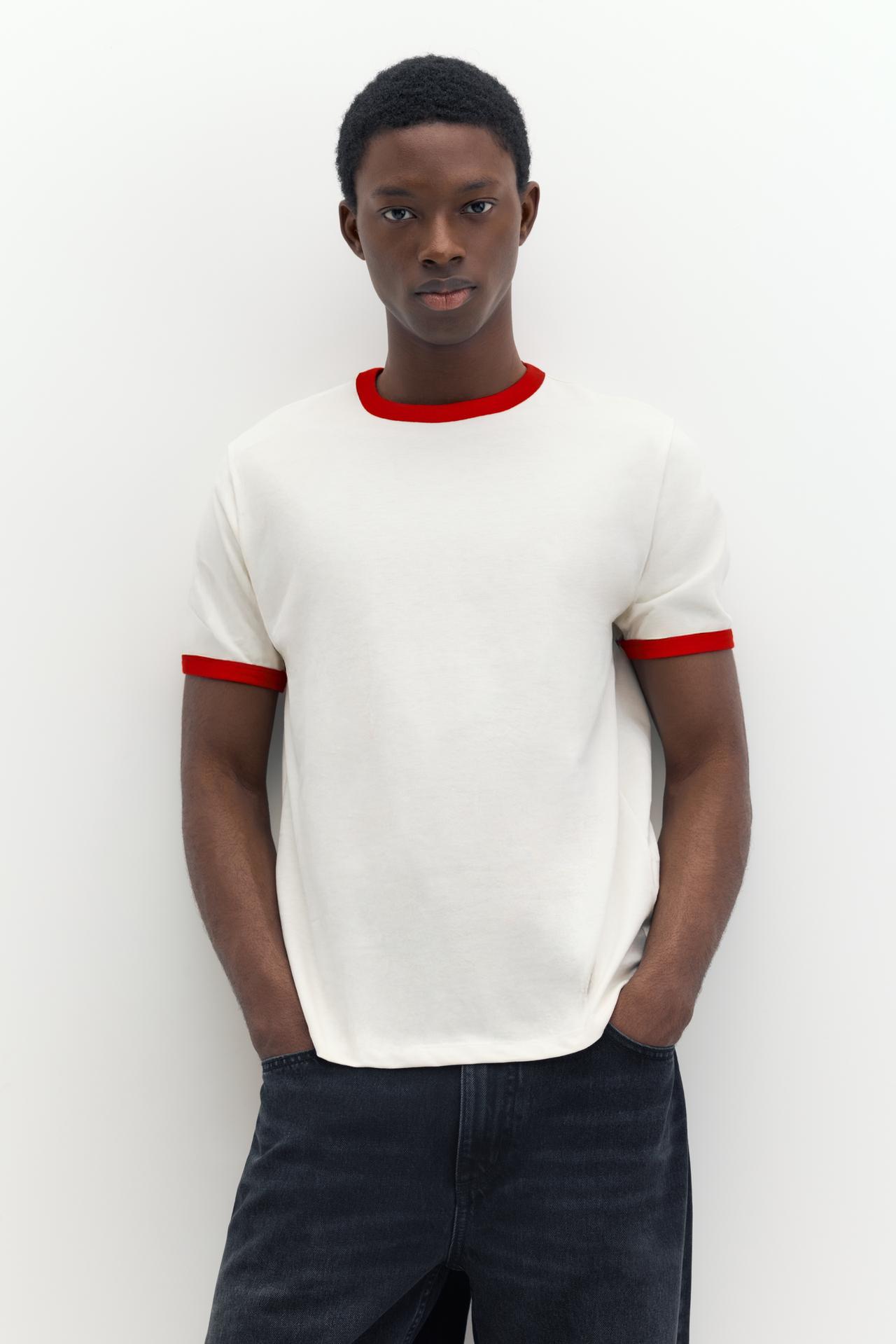 Contrast trim T-shirt — Red