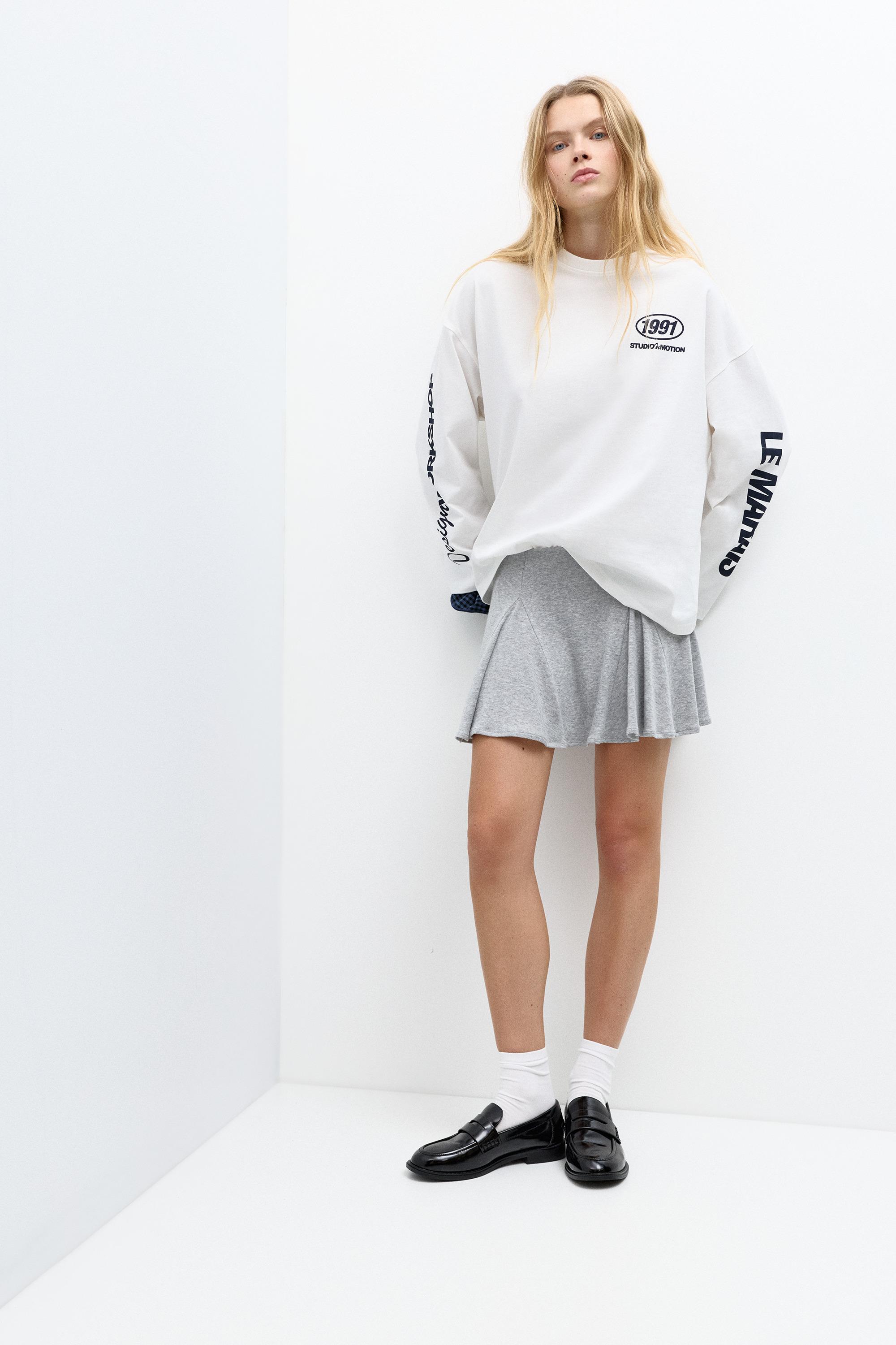 Uzun kollu grafik baskılı tişört - Görsel 2