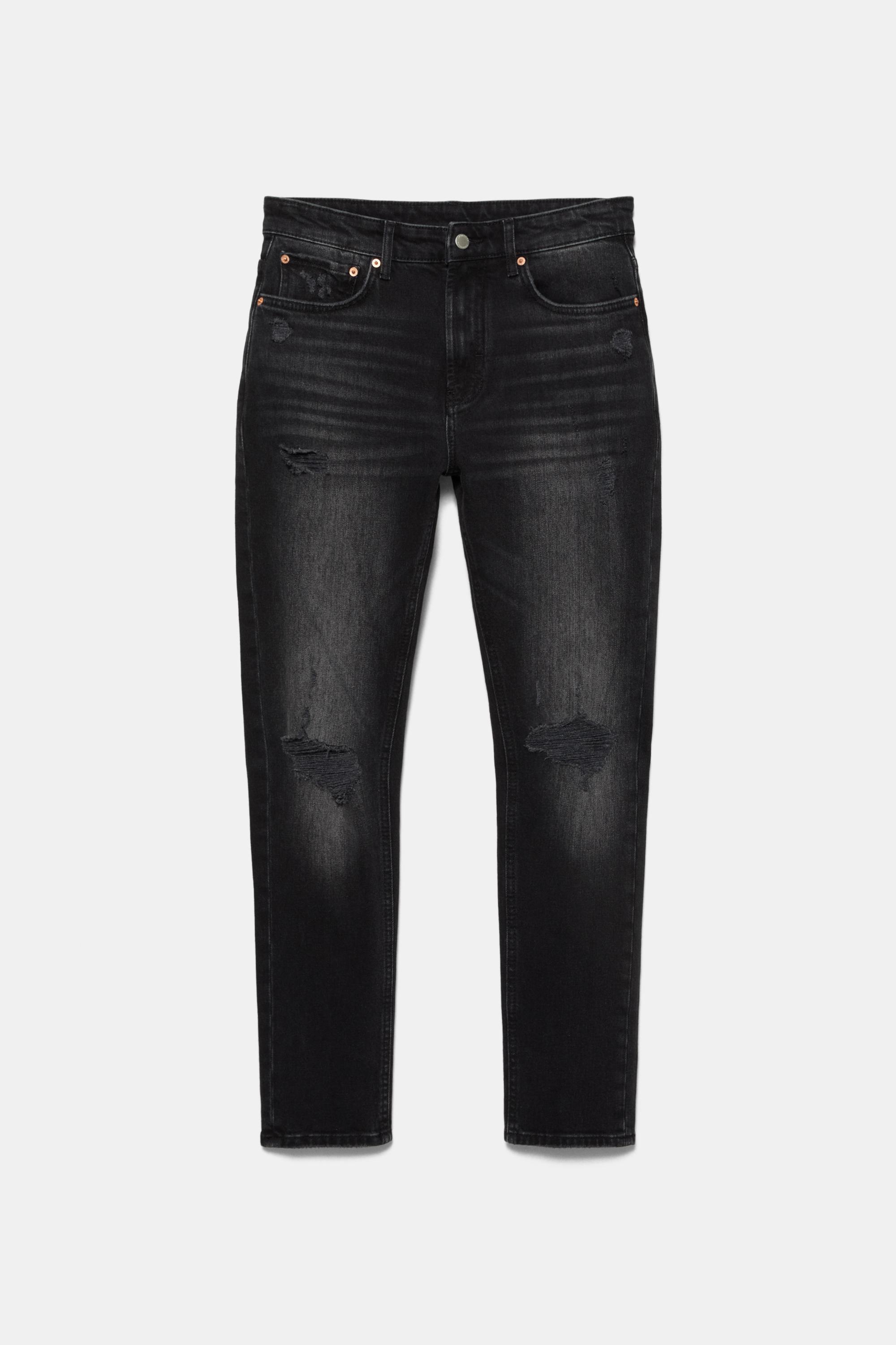Ripped slim fit jeans — Faded black