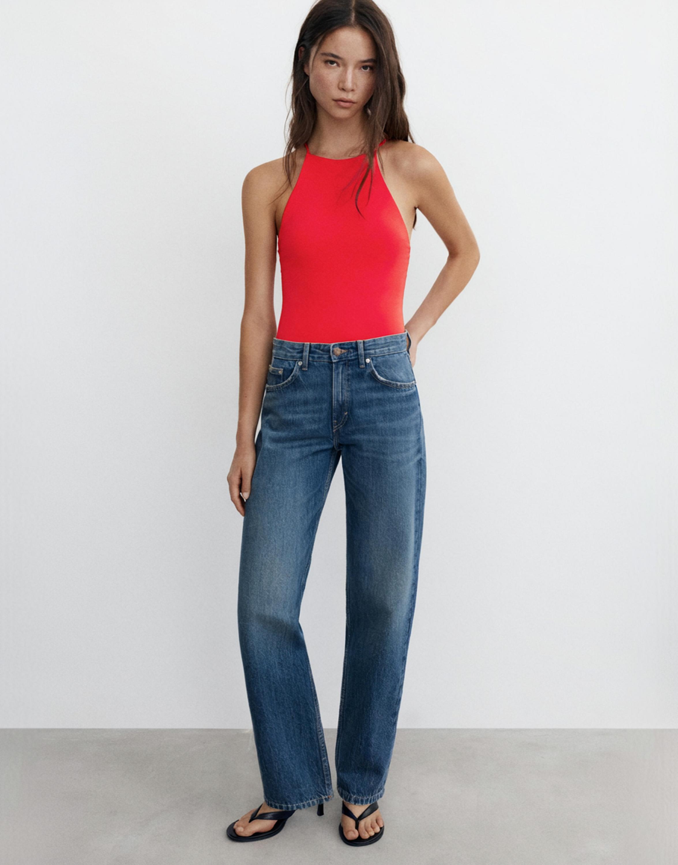 Halter strappy bodysuit — Red