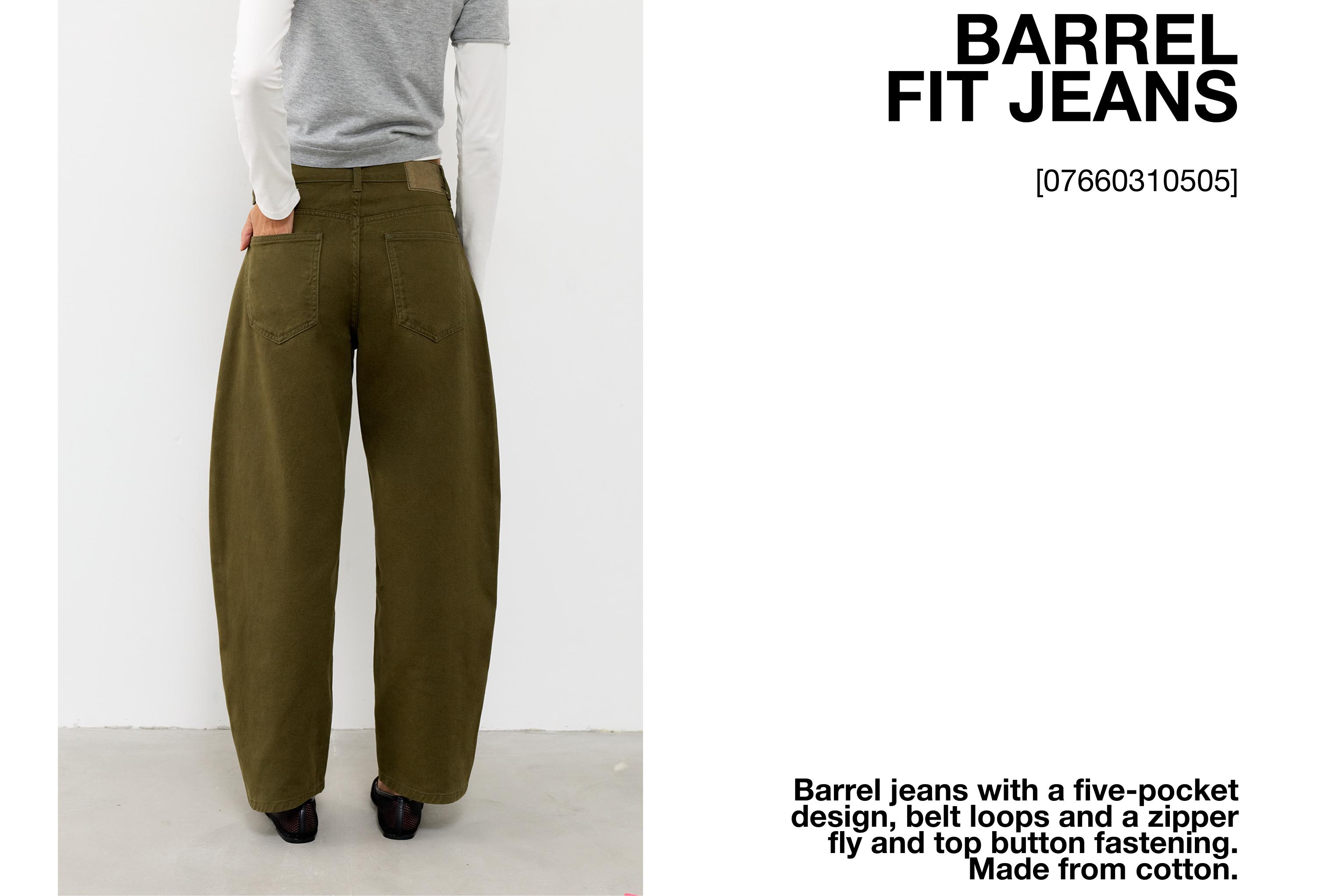 Low-rise barrel jeans — Khaki