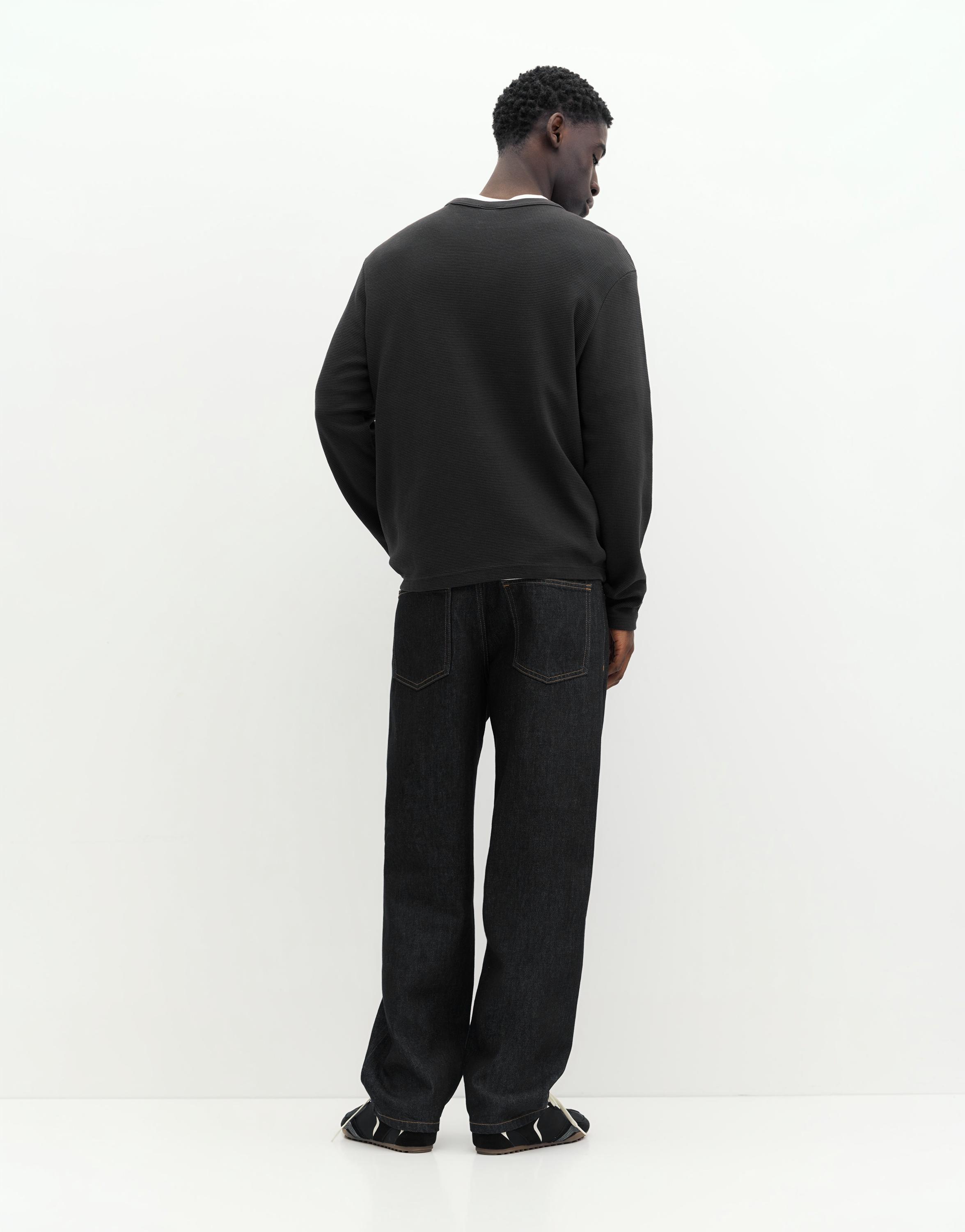 Waffle-knit long sleeve T-shirt — Anthracite grey