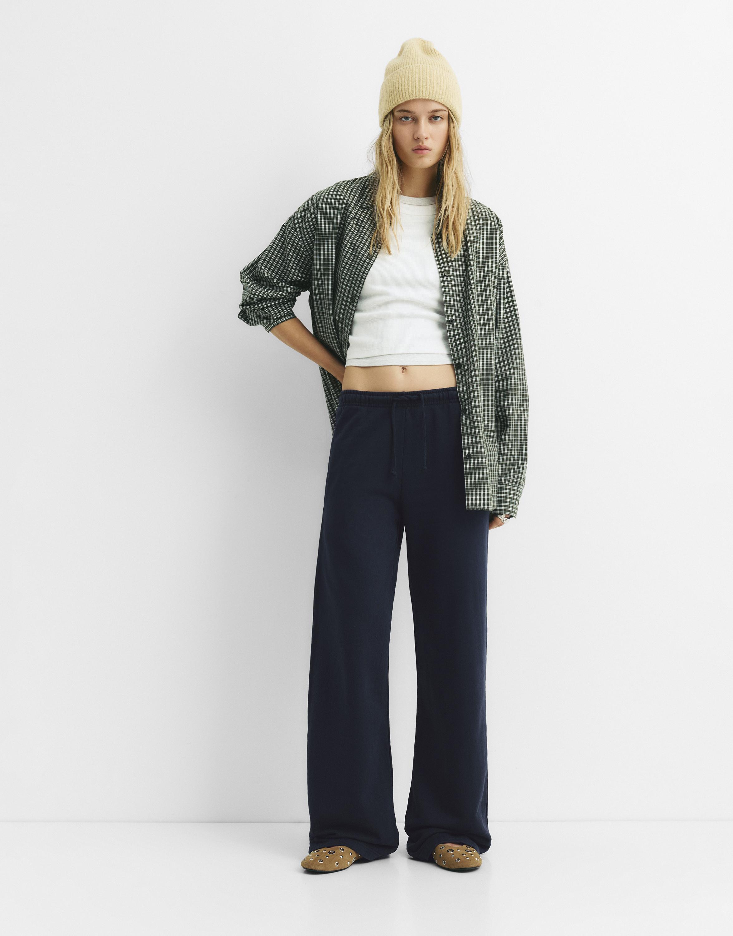 Wide-leg tracksuit bottoms — Navy