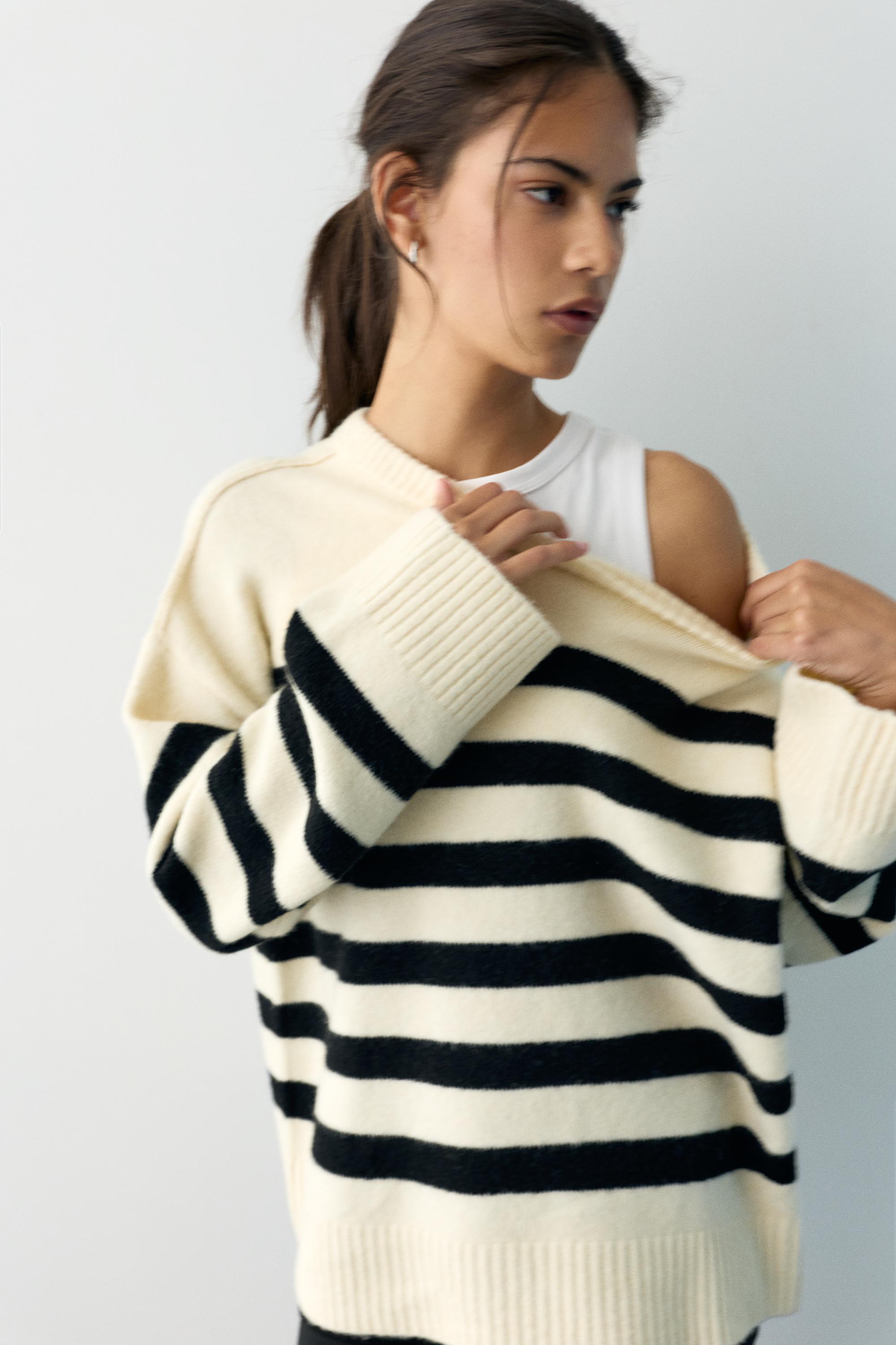 Striped jumper — Ecru
