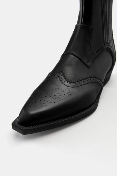 Leather cowboy ankle boots — Black 6