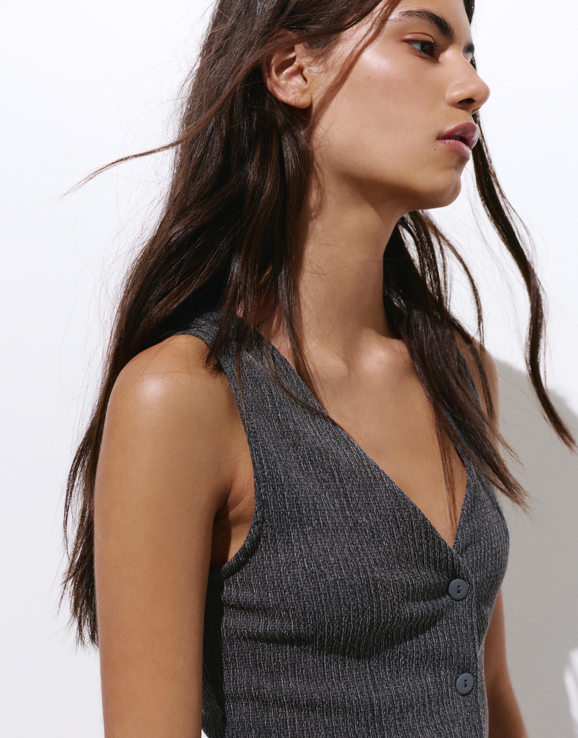 Crepe vest — Anthracite grey