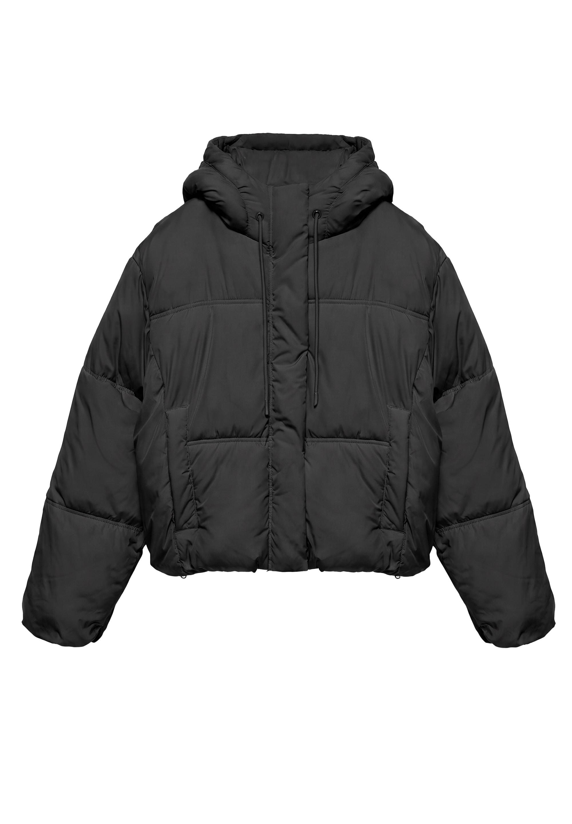 Cropped puffer jacket — Black