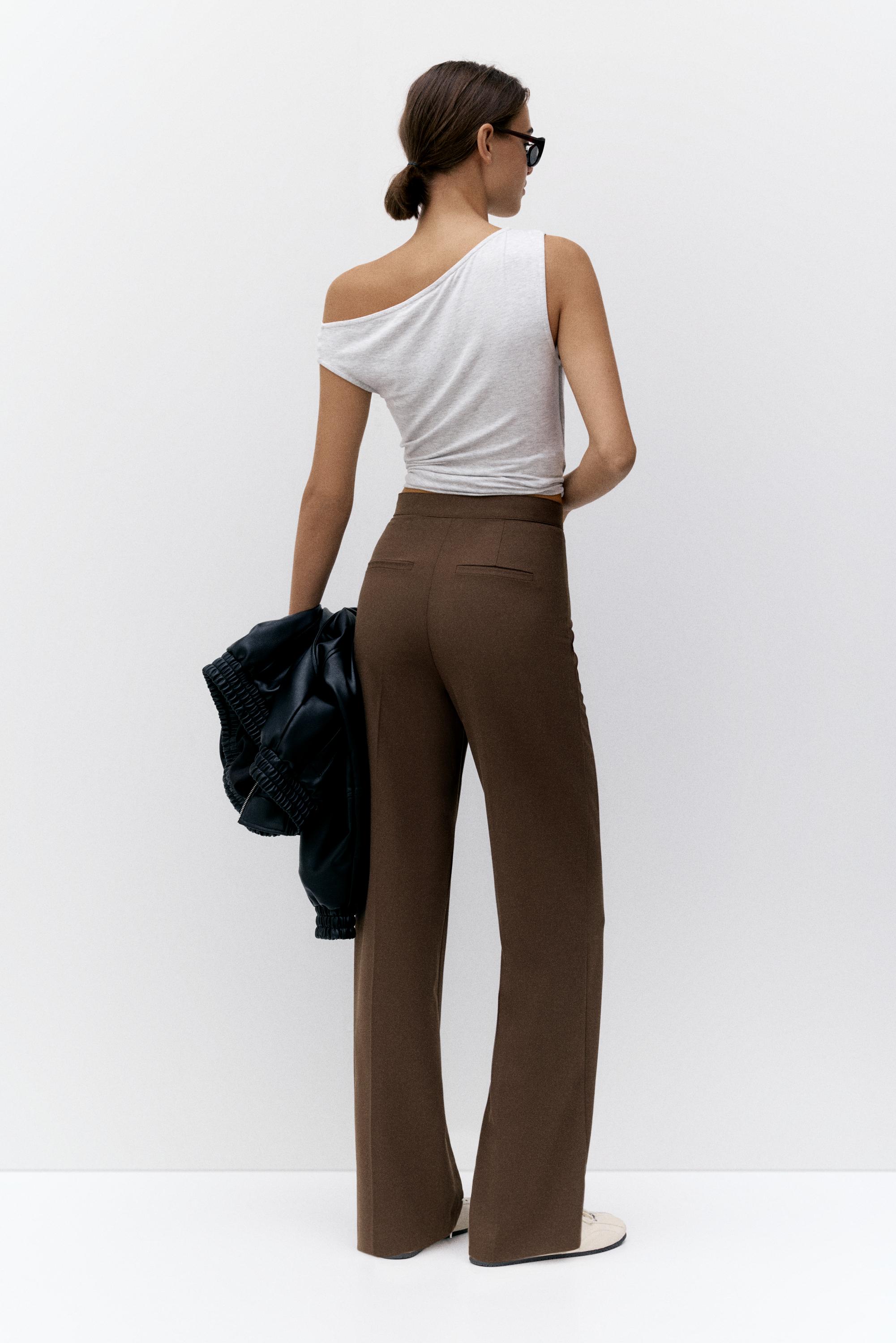 Straight-leg darted trousers — Brown