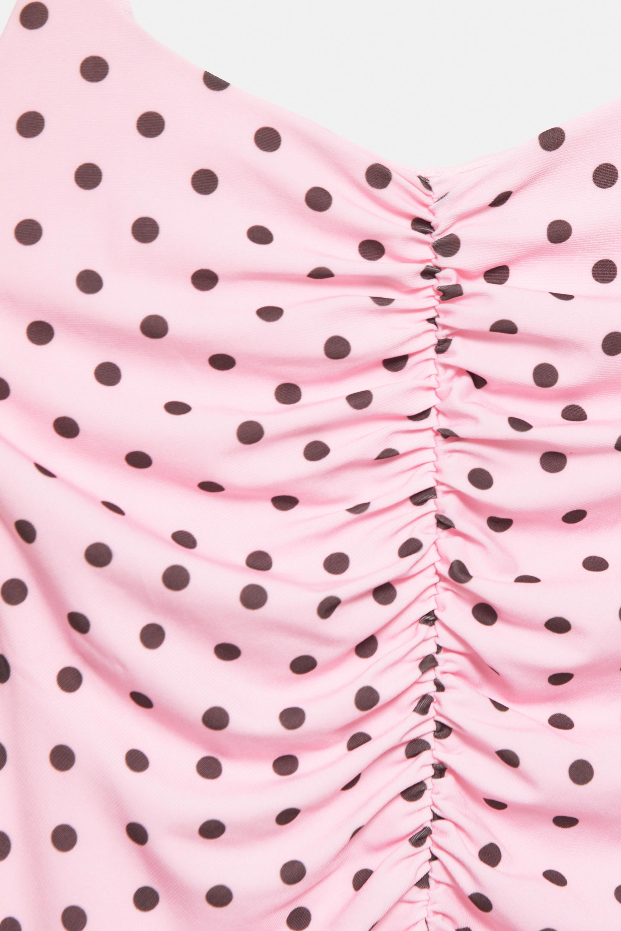 Short strappy gathered dress — Pink