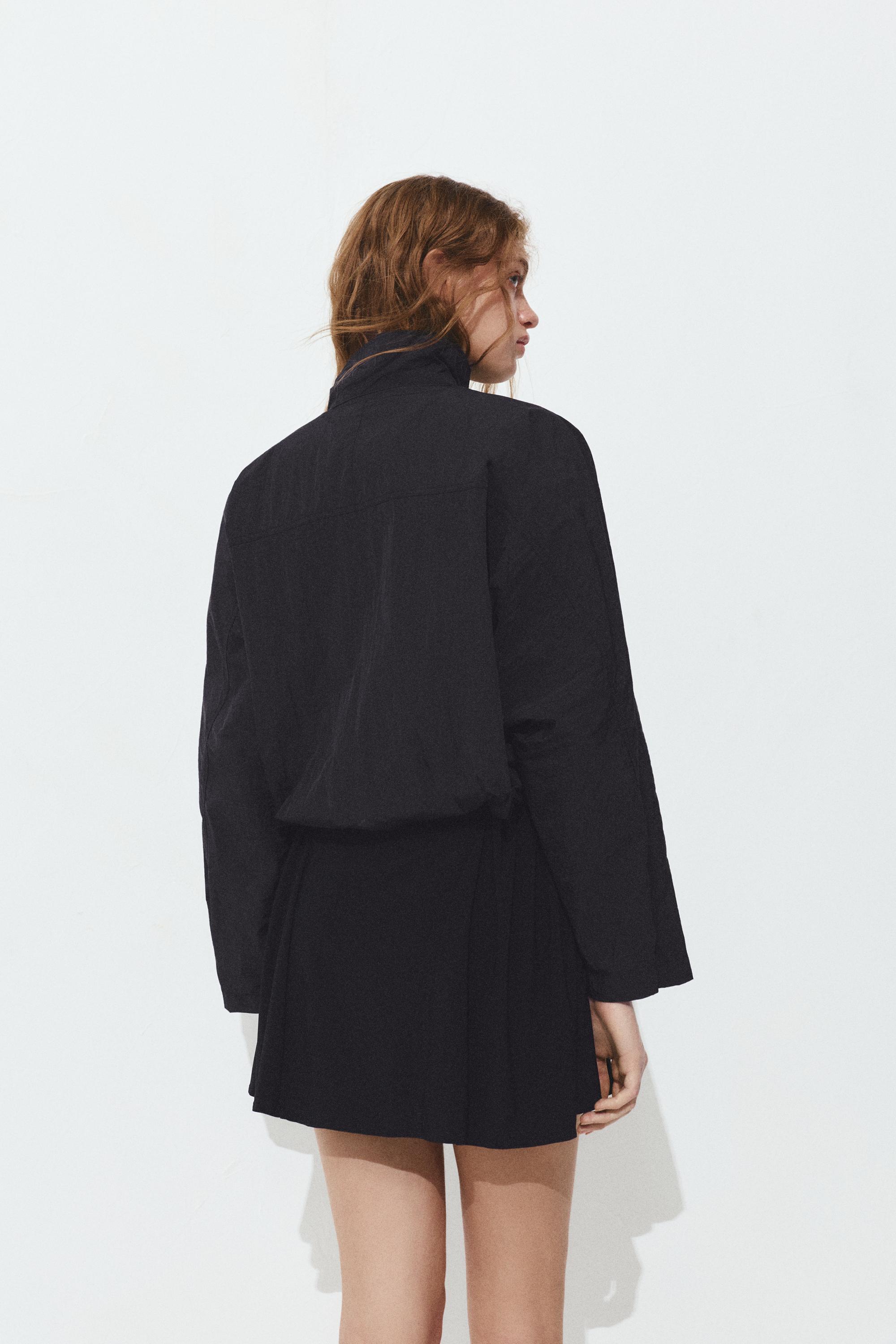 Short nylon-effect jacket — Black