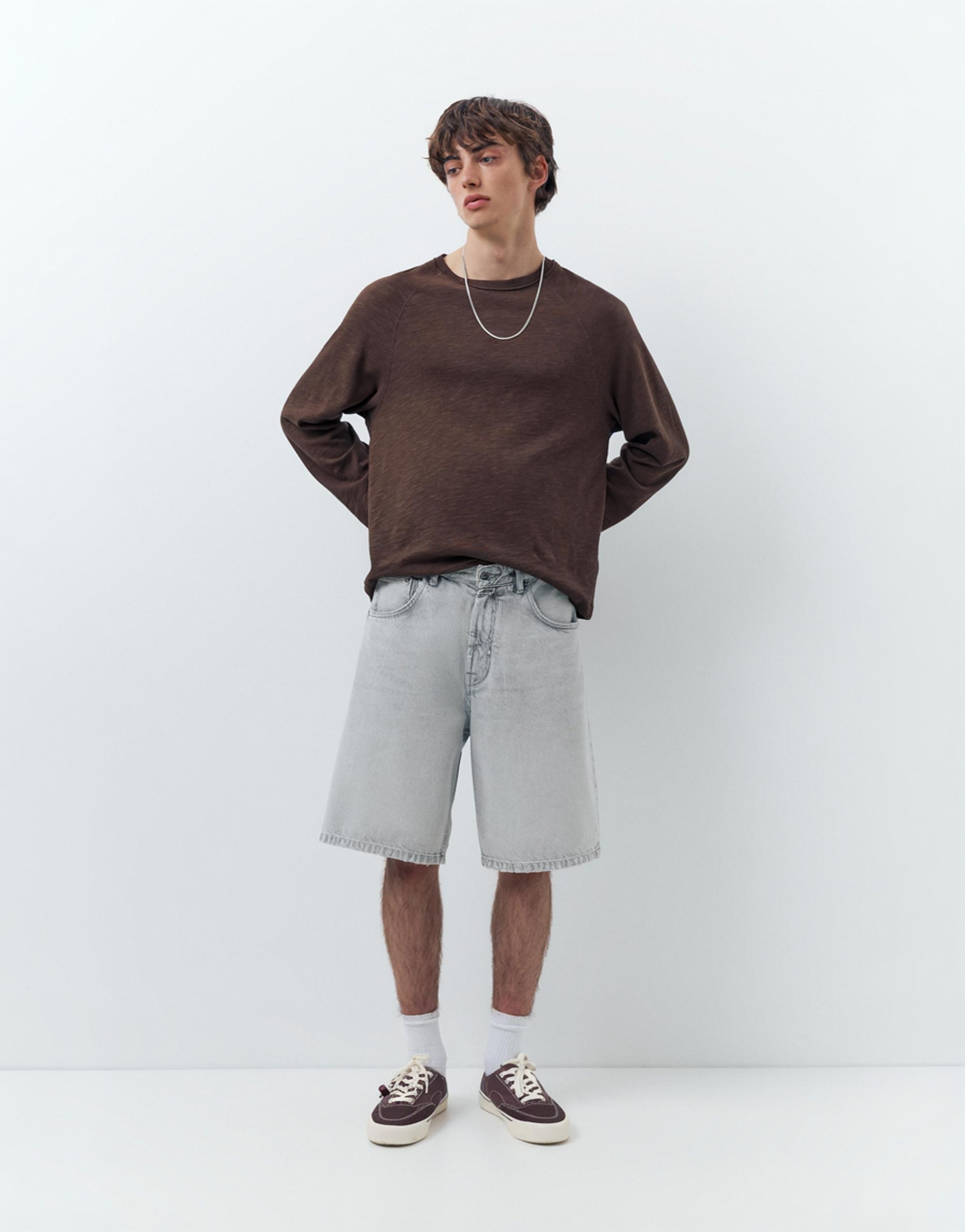 Baggy denim Bermuda shorts — Dark grey