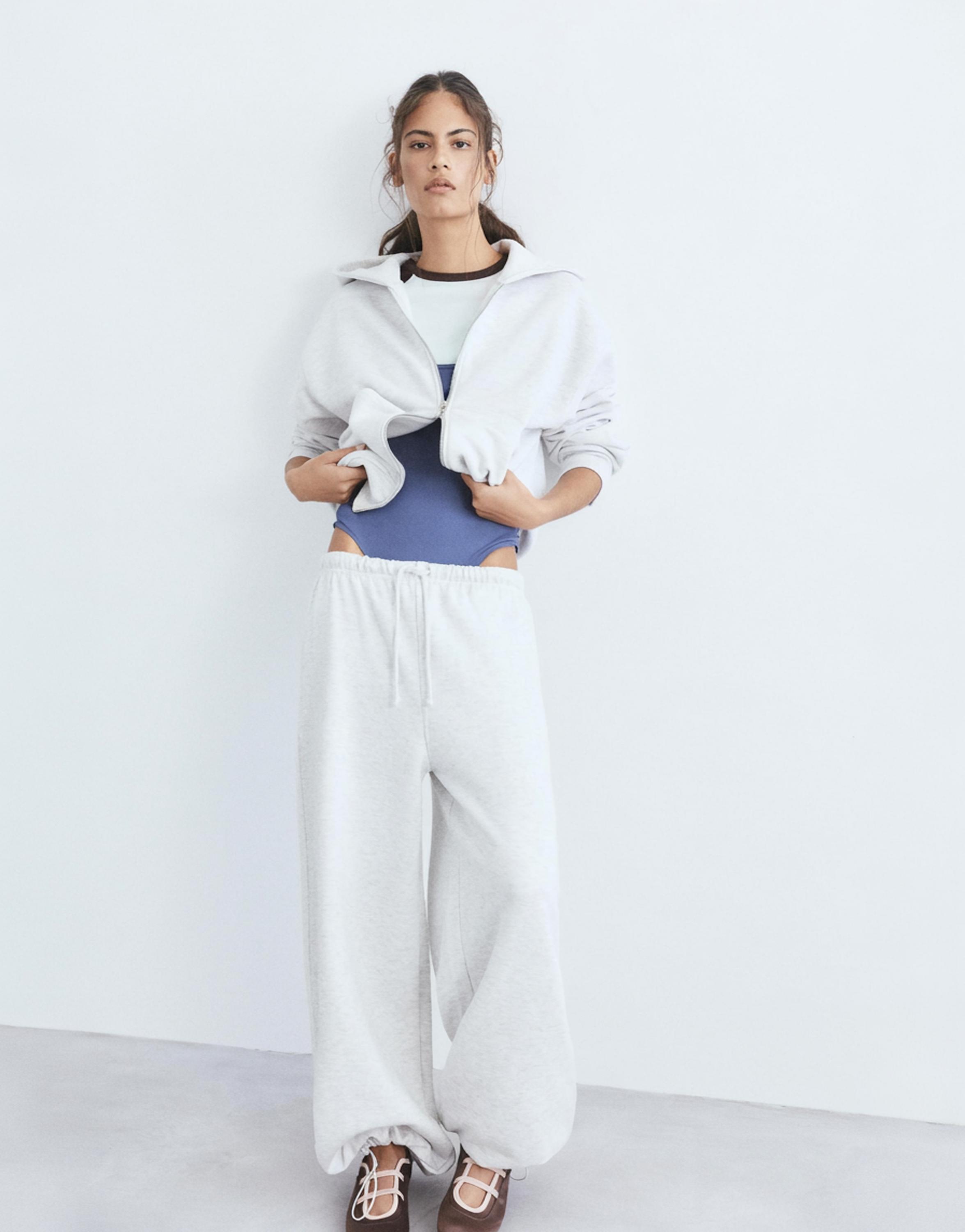 Hoodie with zipper — Grey marl