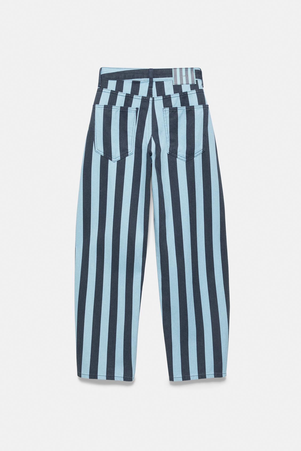 Striped barrel jeans — Turquoise