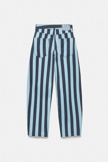 Striped barrel jeans — Turquoise 6